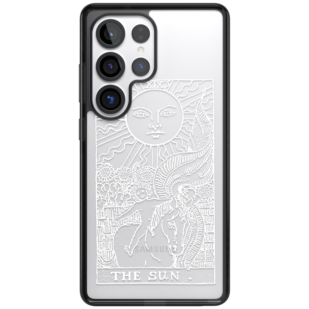 Personalised The Sun Tarot Card (White) Samsung S25 Ultra / Samsung S26 Ultra Impact Black Phone Case front