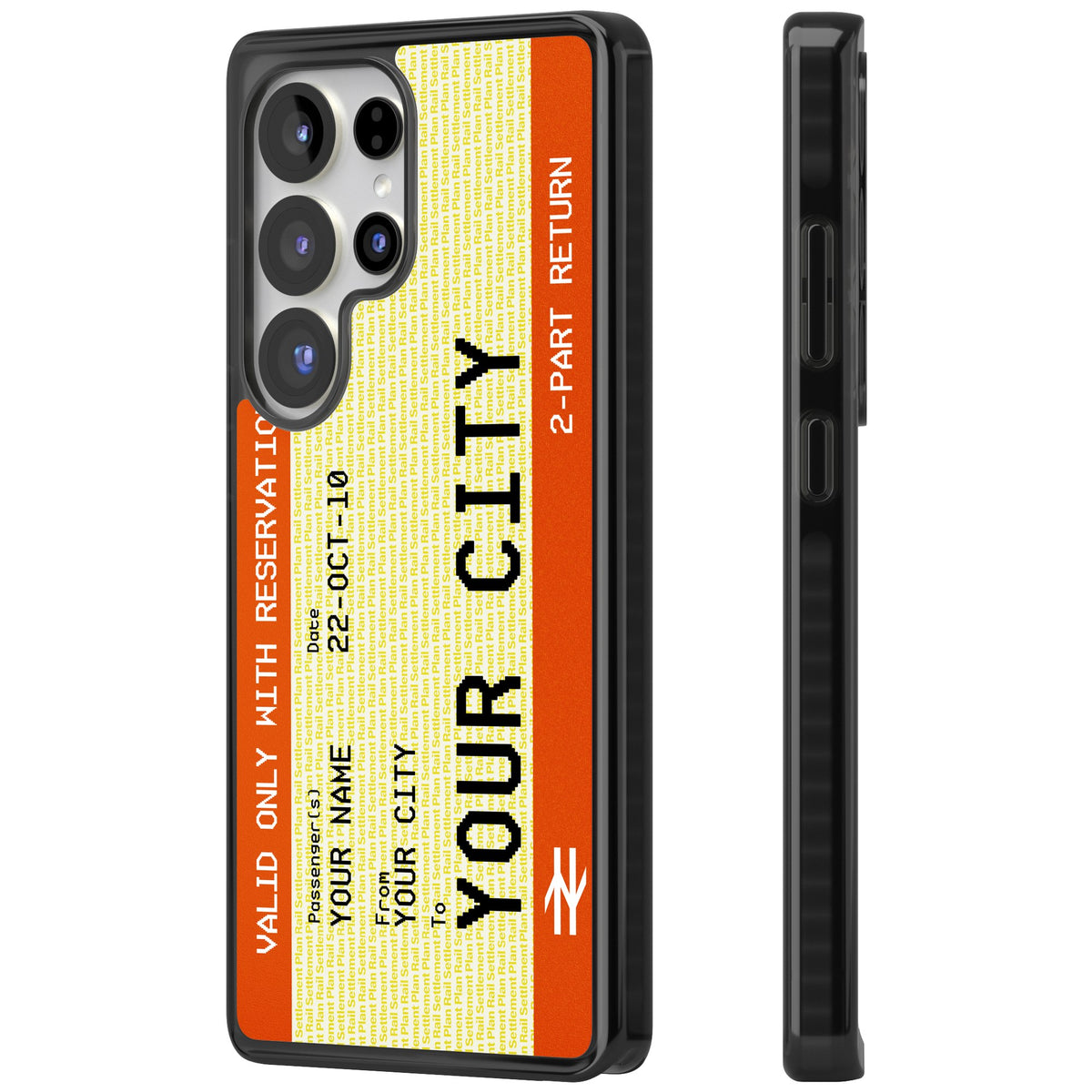 Personalised Create Your Own Train Ticket Samsung S25 Ultra / Samsung S26 Ultra Impact Black Phone Case side