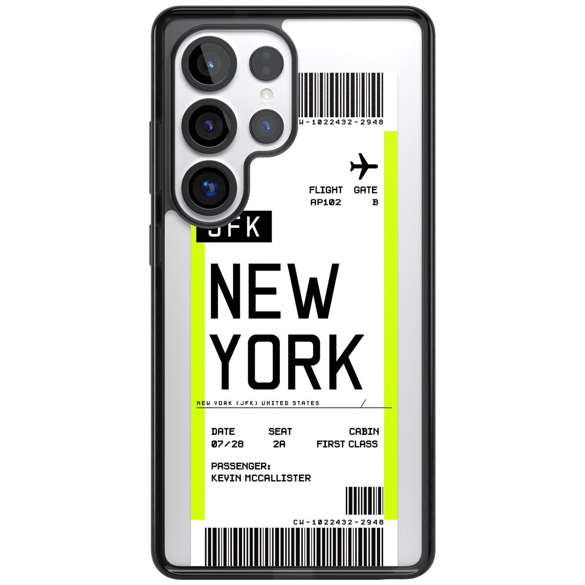 Personalised New York Boarding Pass Samsung S25 Ultra / Samsung S26 Ultra Impact Black Phone Case front