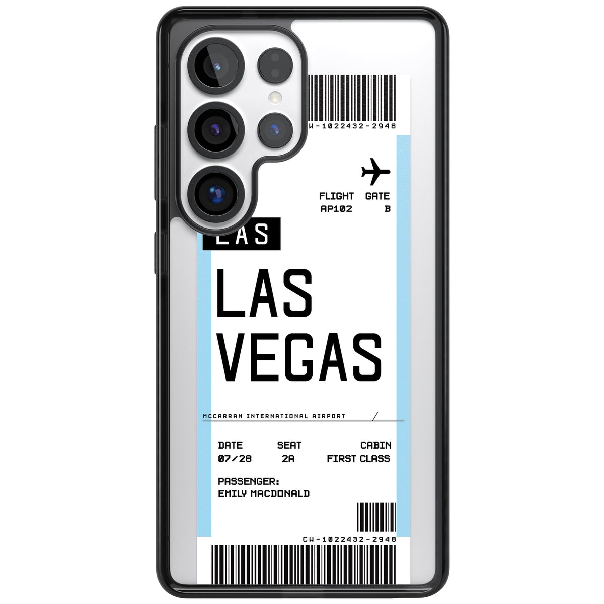 Personalised Las Vegas Boarding Pass Samsung S25 Ultra / Samsung S26 Ultra Impact Black Phone Case front