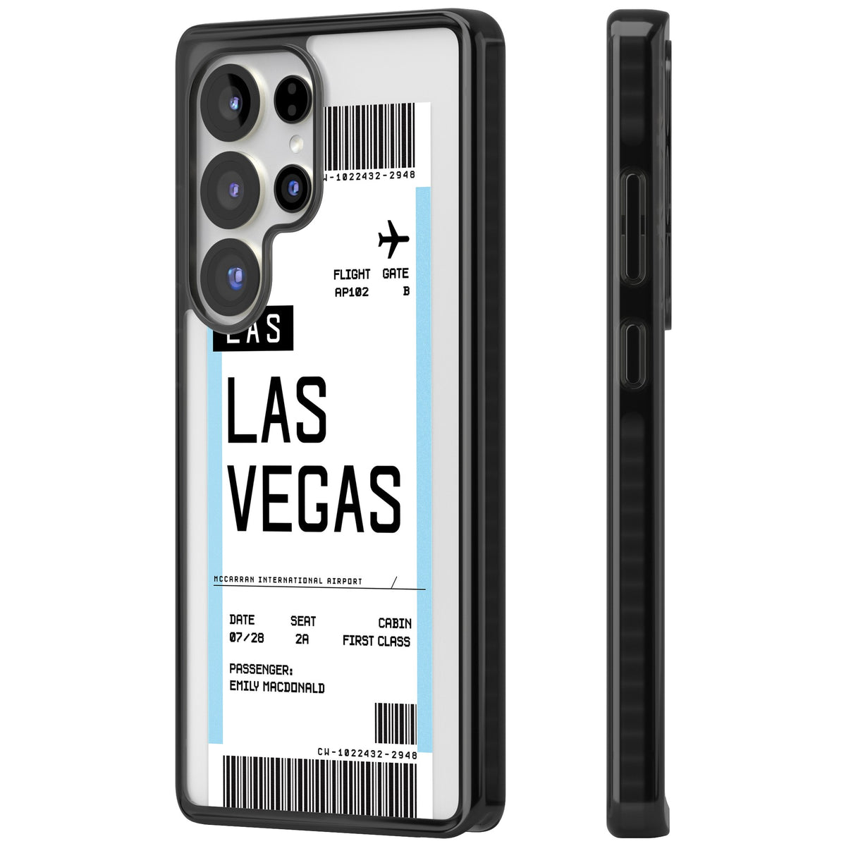 Personalised Las Vegas Boarding Pass Samsung S25 Ultra / Samsung S26 Ultra Impact Black Phone Case side