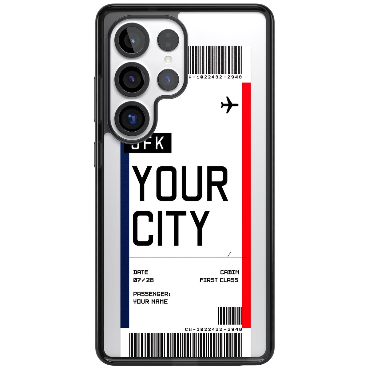 Personalised Create Your Own Boarding Pass Ticket Samsung S25 Ultra / Samsung S26 Ultra Impact Black Phone Case front