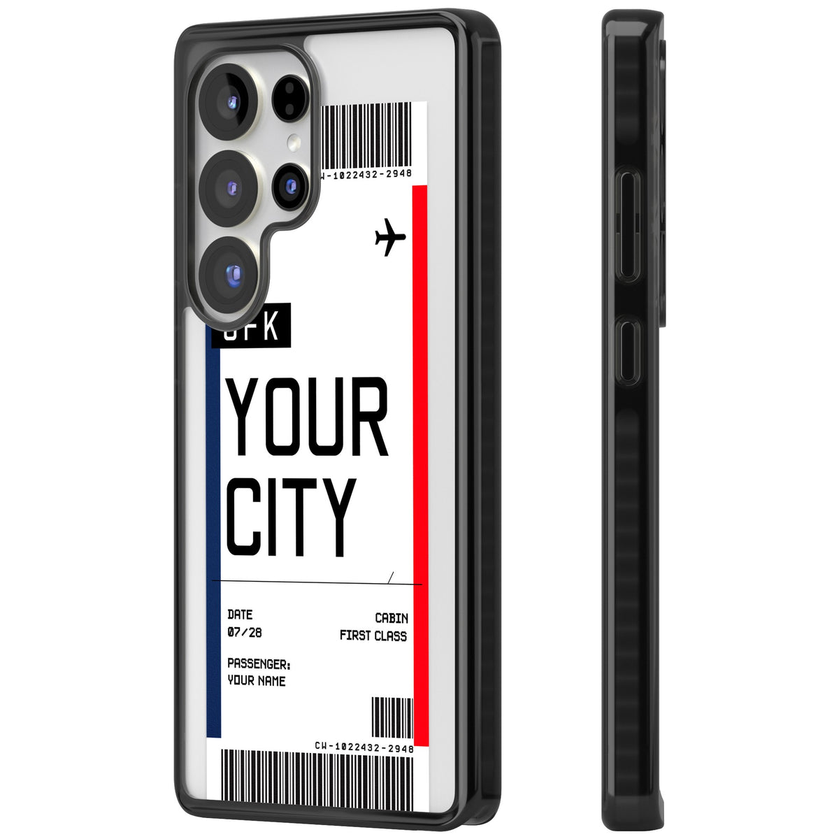Personalised Create Your Own Boarding Pass Ticket Samsung S25 Ultra / Samsung S26 Ultra Impact Black Phone Case side