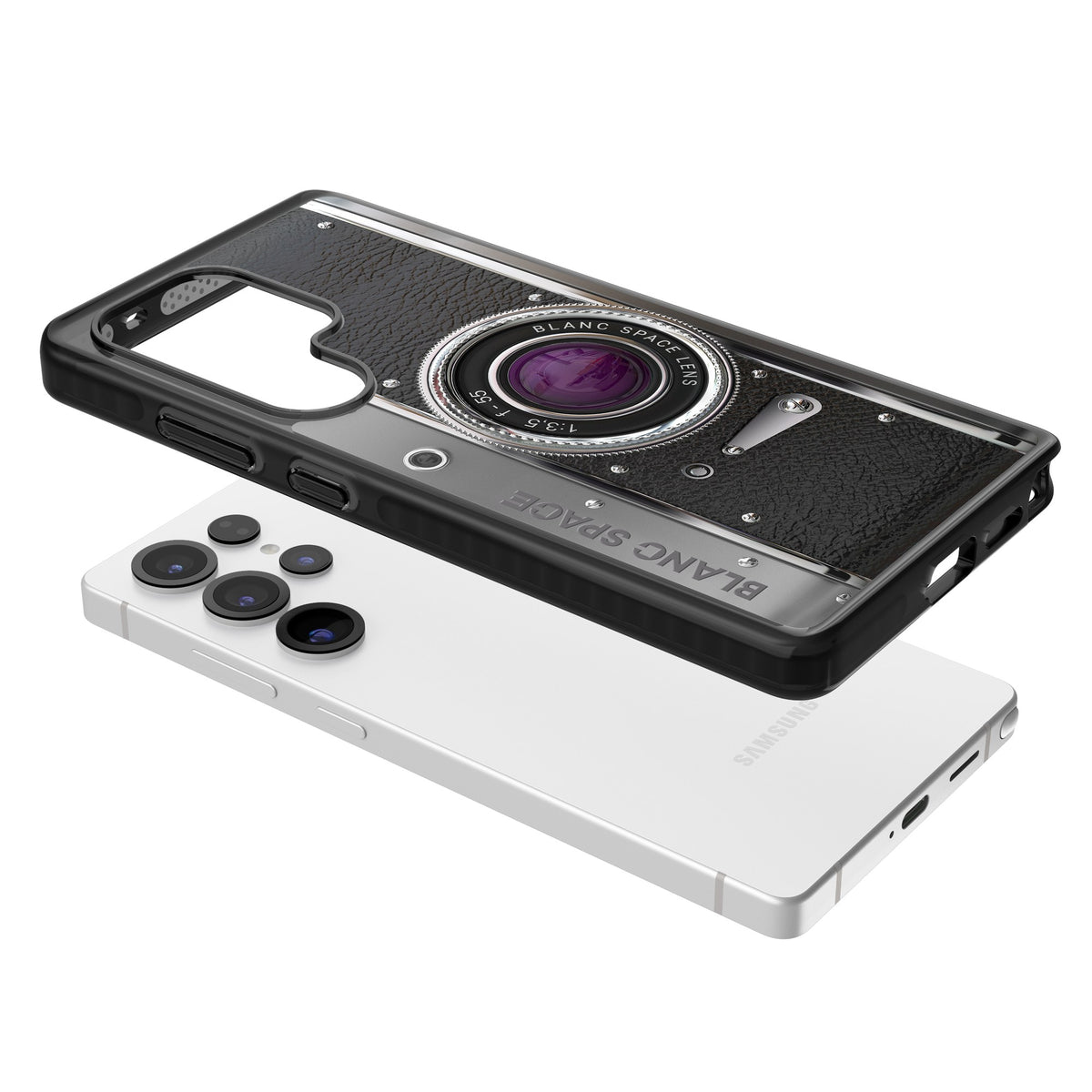 Vintage Classic Camera Samsung S25 Ultra / Samsung S26 Ultra Impact Black Phone Case angled