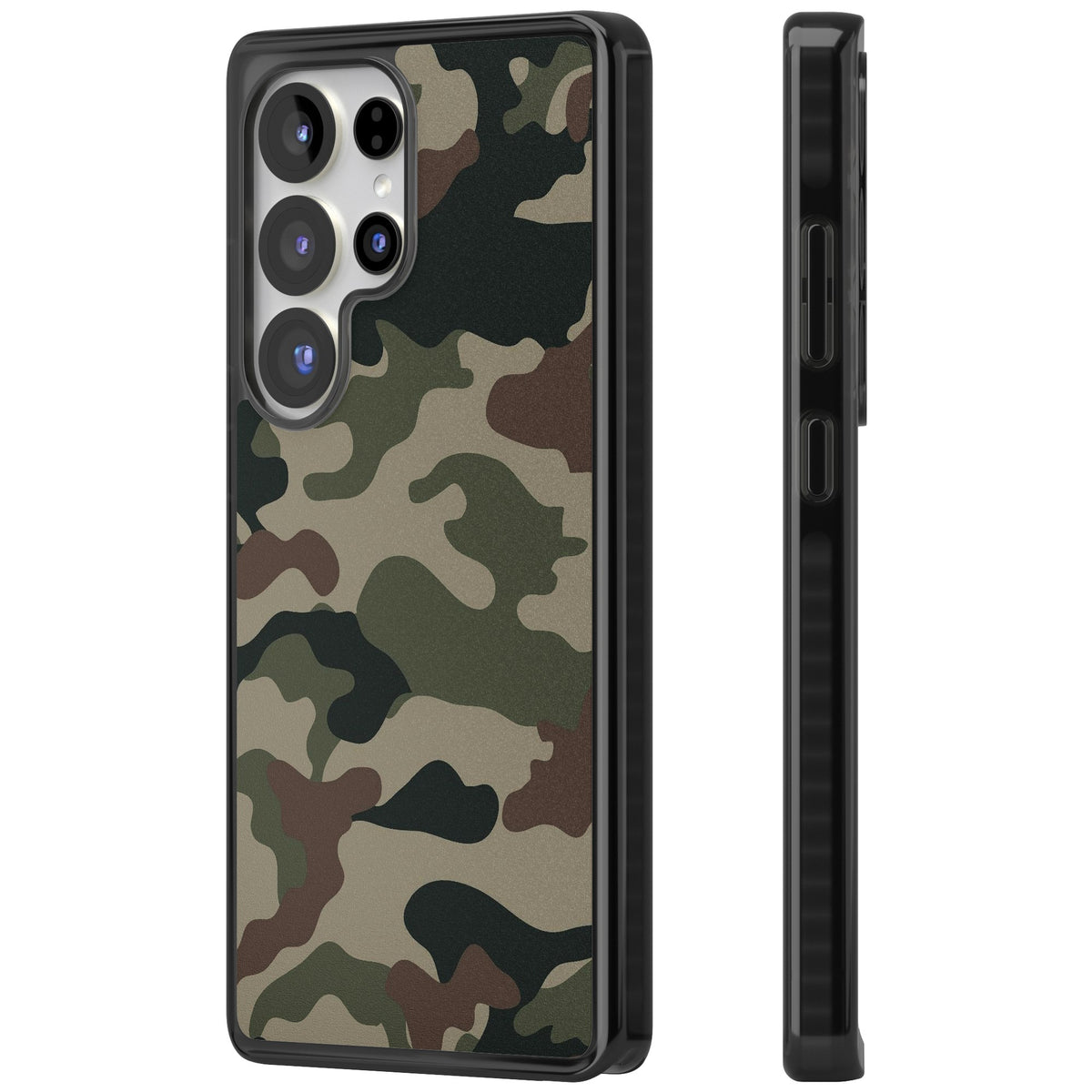Woodland British Camo Samsung S25 Ultra / Samsung S26 Ultra Impact Black Phone Case side