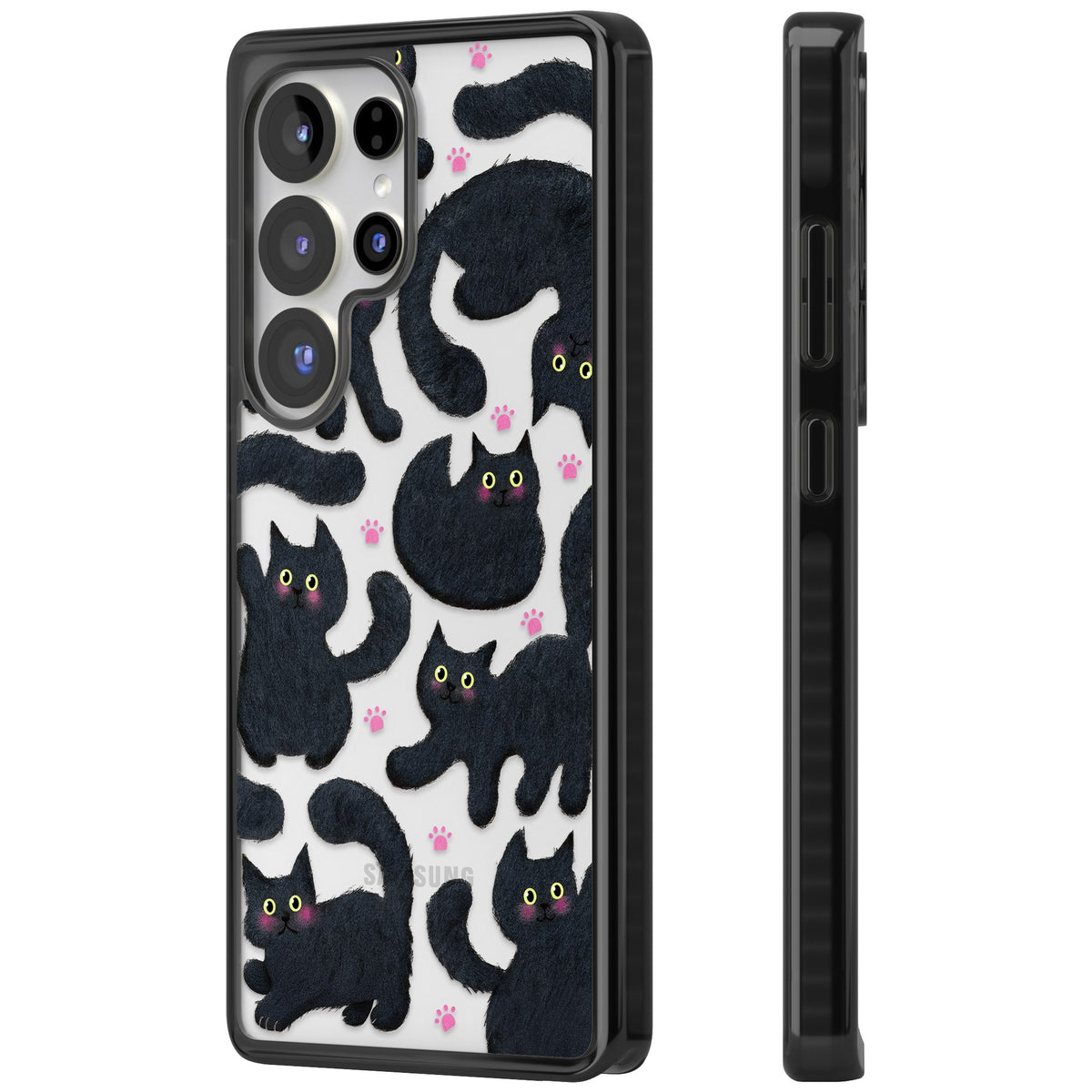 Midnight Cats Samsung S25 Ultra / Samsung S26 Ultra Impact Black Phone Case side