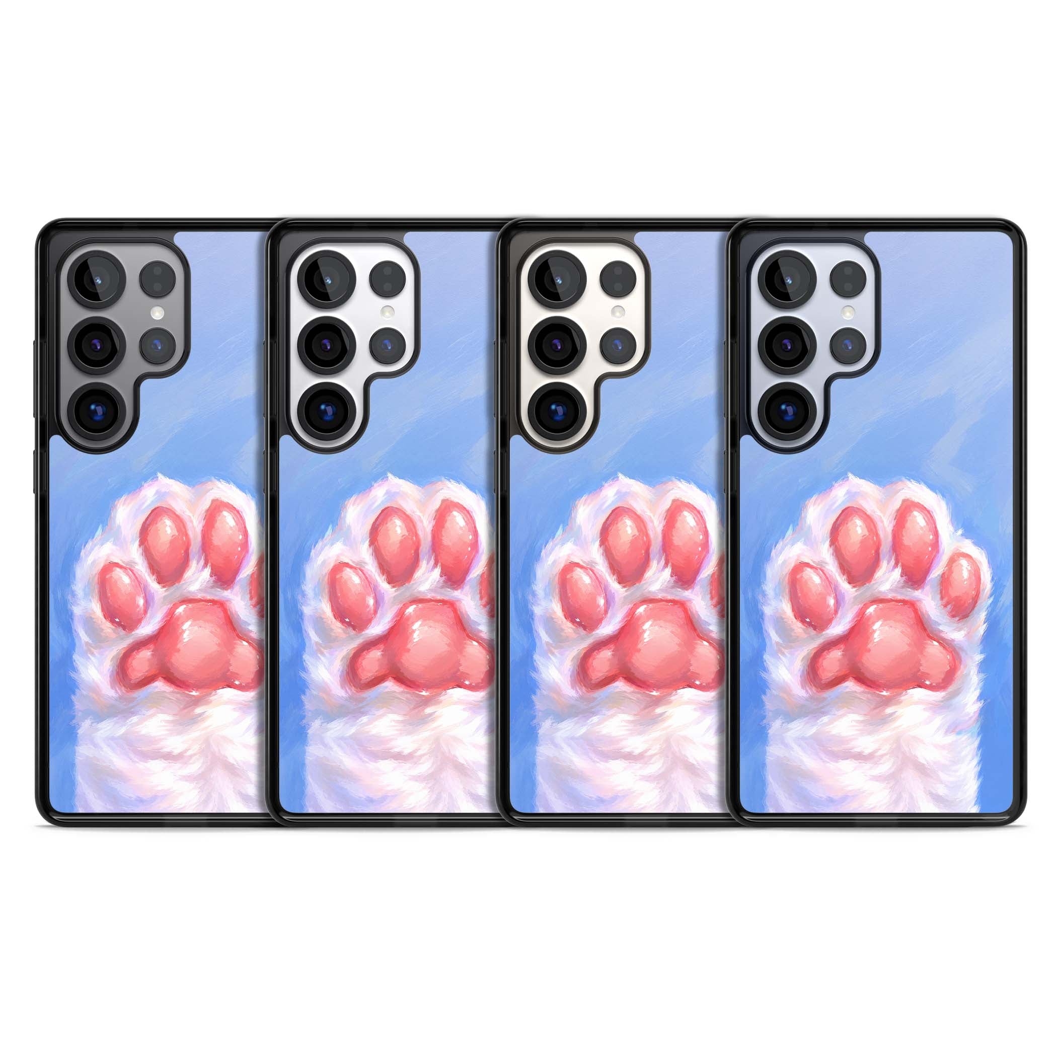 Soft White Paw cute iPhone case | Black Impact case for Samsung Galaxy S25 Ultra