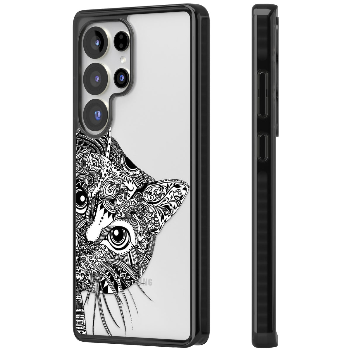 Henna Cat Samsung S25 Ultra / Samsung S26 Ultra Impact Black Phone Case side