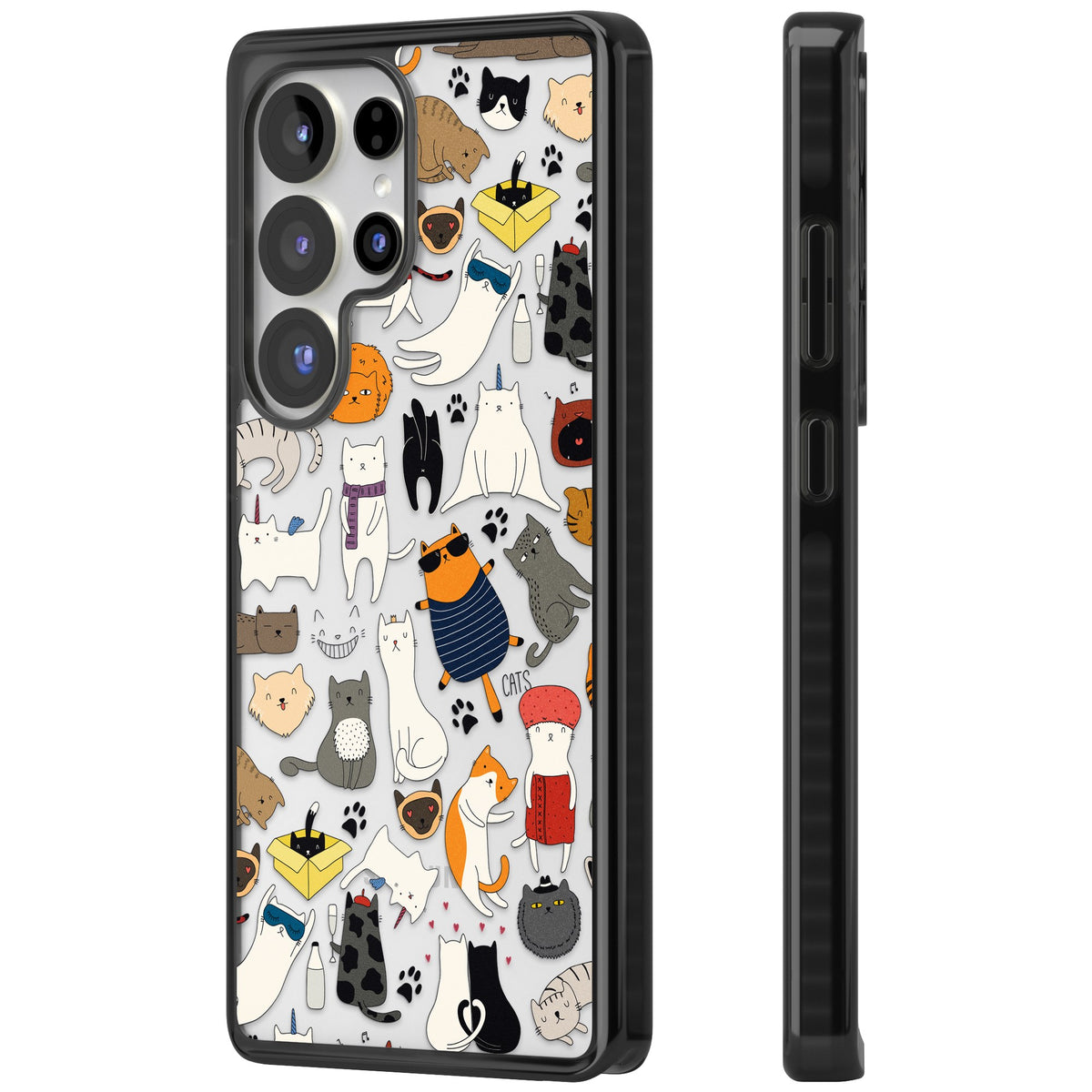 Cartoon Cats Samsung S25 Ultra / Samsung S26 Ultra Impact Black Phone Case side
