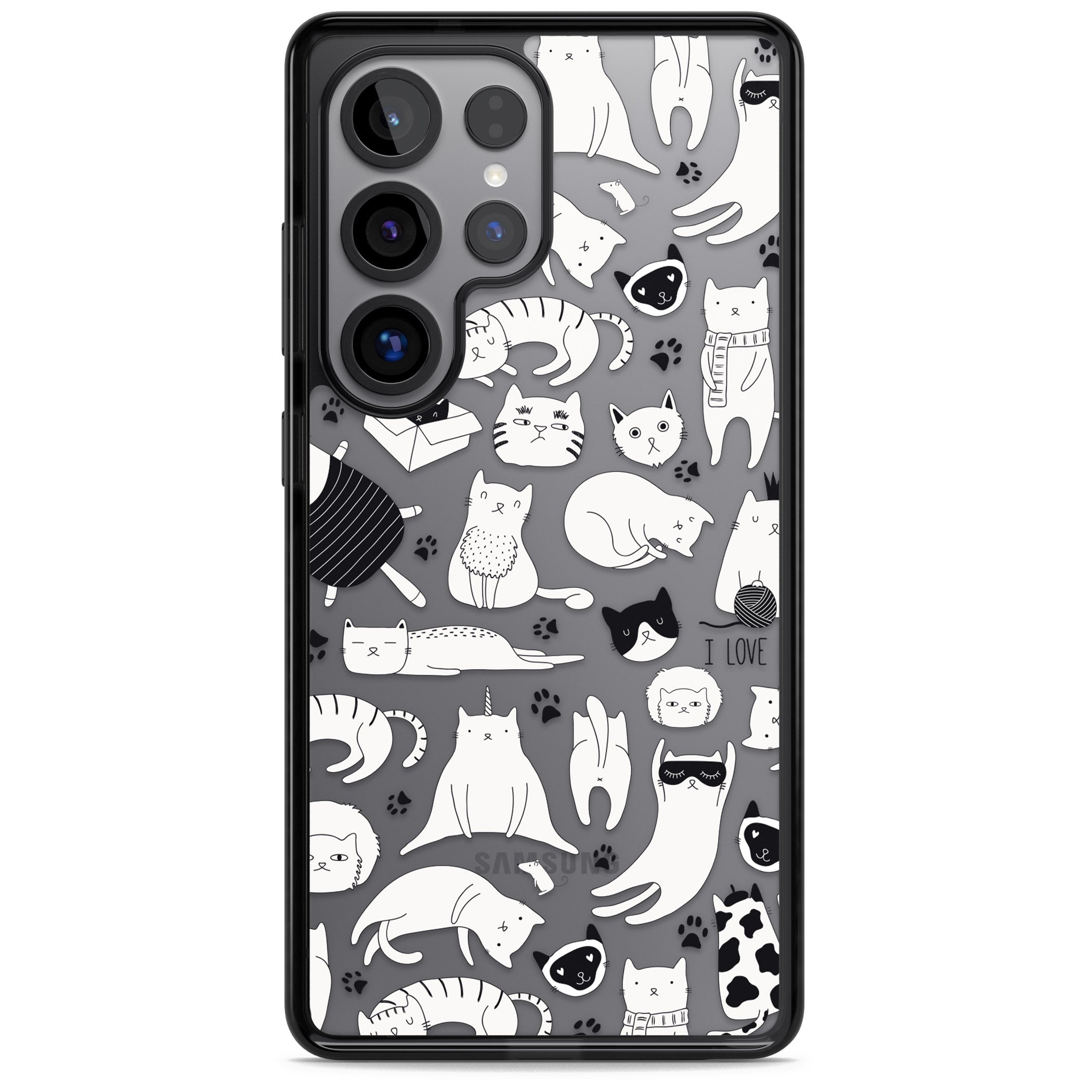 Cartoon Cat Collage Black & White