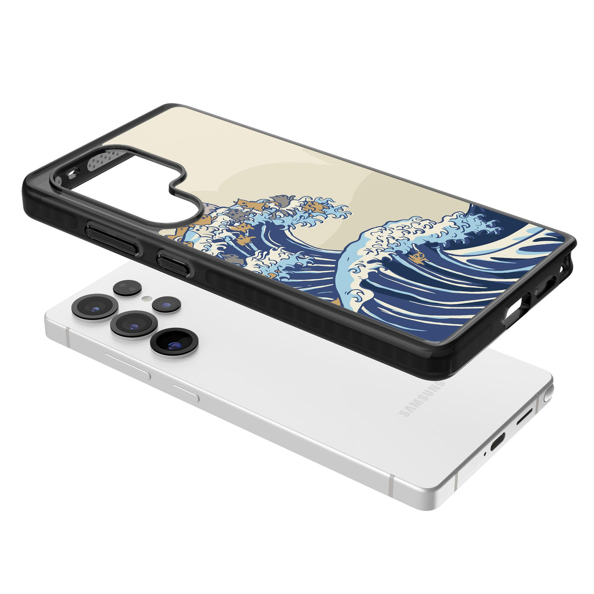 The Great Cat Wave Samsung S25 Ultra / Samsung S26 Ultra Impact Black Phone Case angled