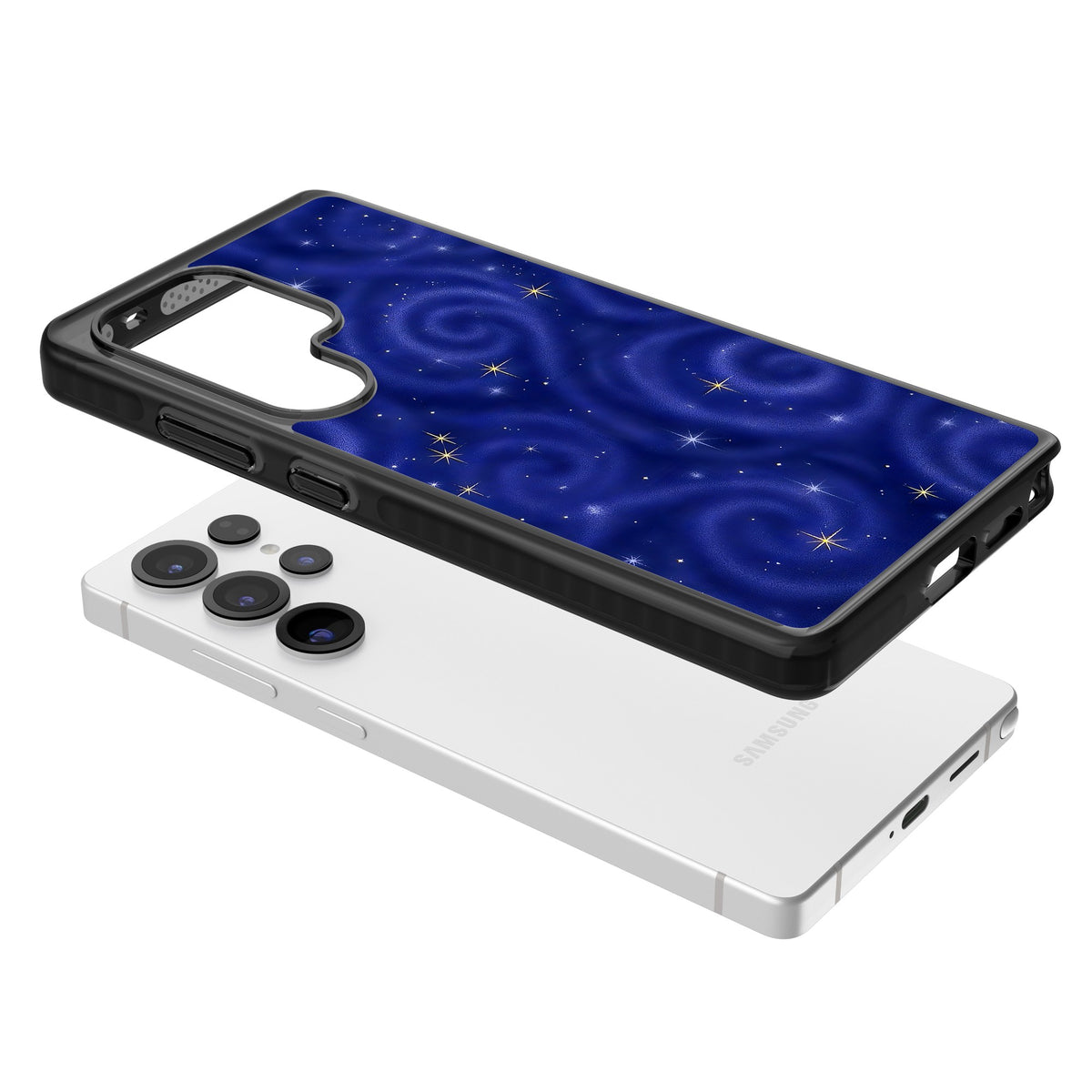 Indigo Cosmos Samsung S25 Ultra / Samsung S26 Ultra Impact Black Phone Case angled