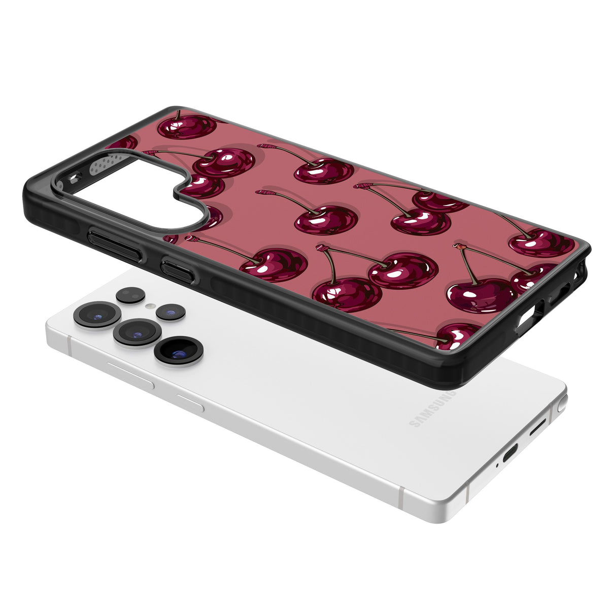 Cherry Rebel Samsung S25 Ultra / Samsung S26 Ultra Impact Black Phone Case angled