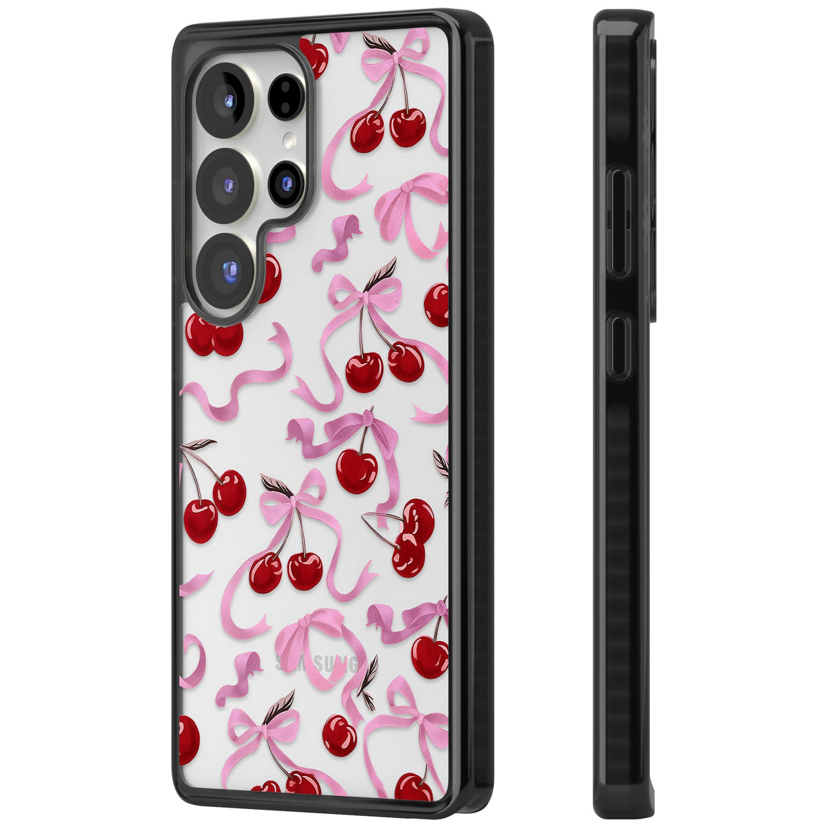 Pink Bow & Cherries Samsung S25 Ultra / Samsung S26 Ultra Impact Black Phone Case side