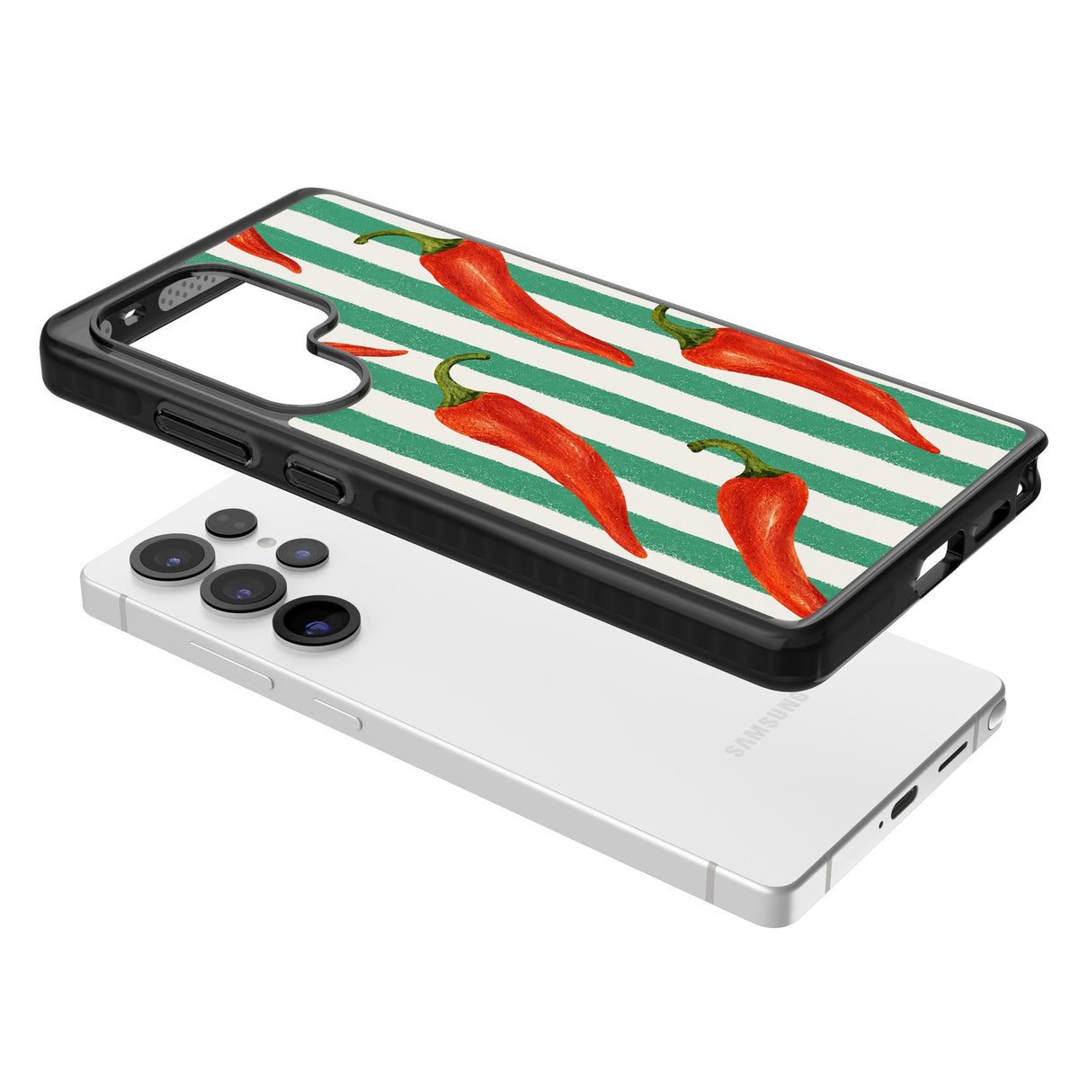 Striped Chillis Samsung S25 Ultra / Samsung S26 Ultra Impact Black Phone Case angled