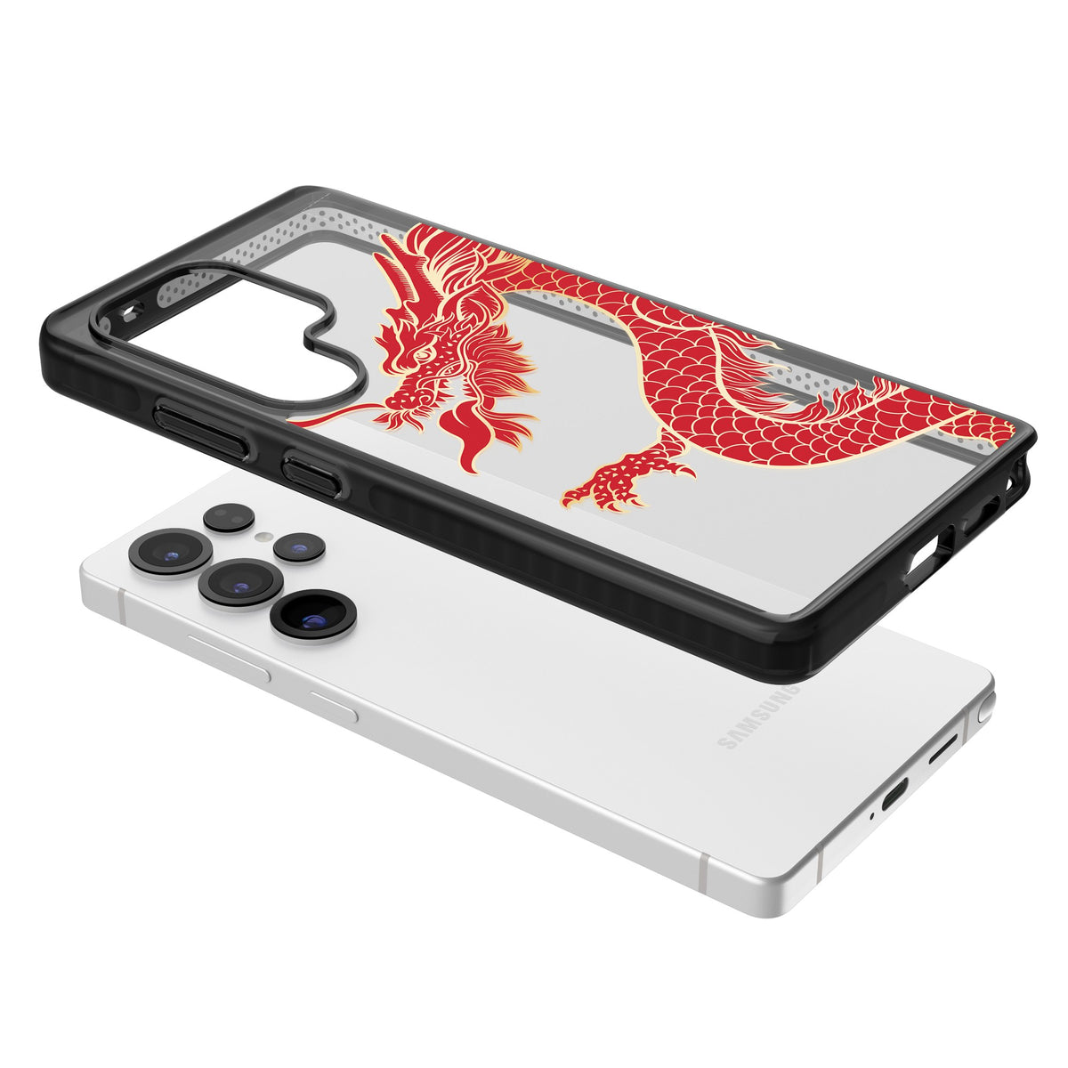 Red Dragon Samsung S25 Ultra / Samsung S26 Ultra Impact Black Phone Case angled