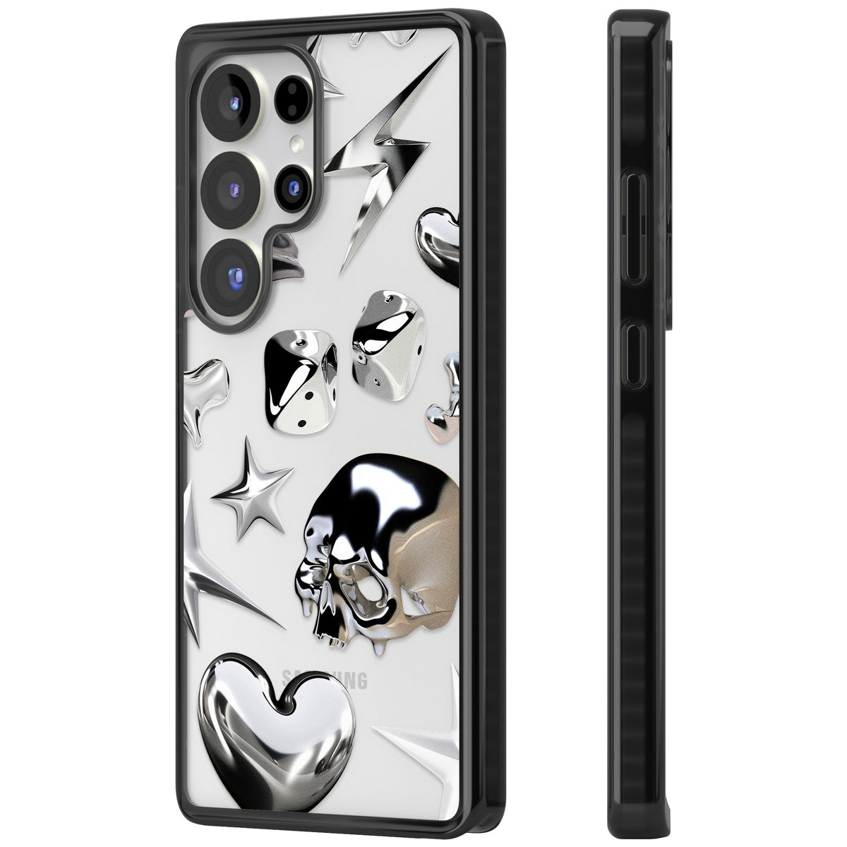 Chromed Samsung S25 Ultra / Samsung S26 Ultra Impact Black Phone Case side