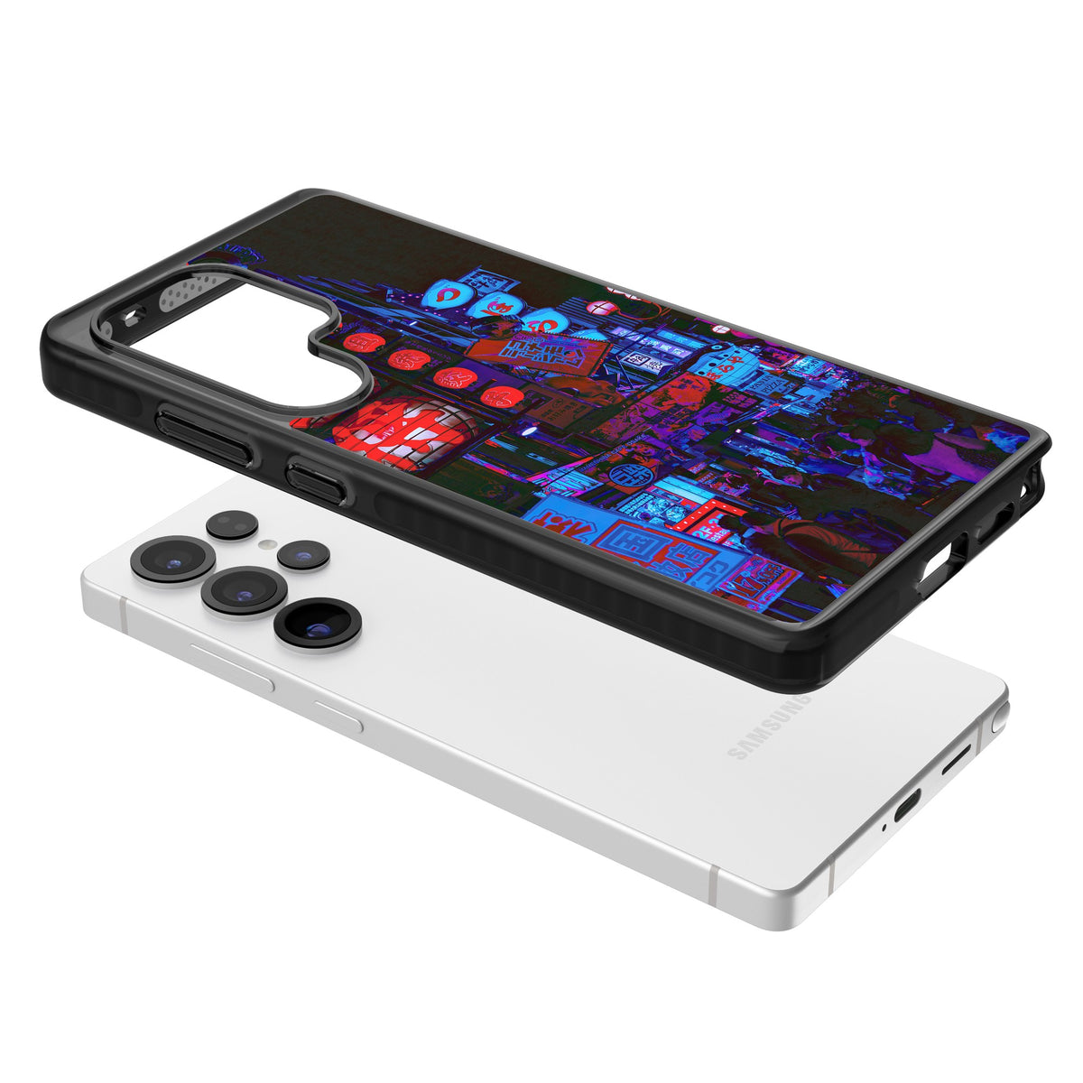 Neon Tokyo Samsung S25 Ultra / Samsung S26 Ultra Impact Black Phone Case angled