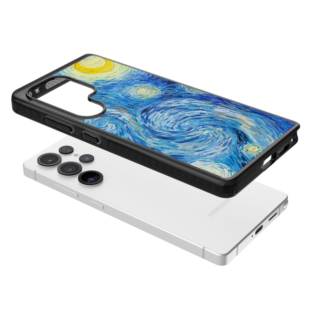 The Starry Night By Vincent Van Gogh Samsung S25 Ultra / Samsung S26 Ultra Impact Black Phone Case angled