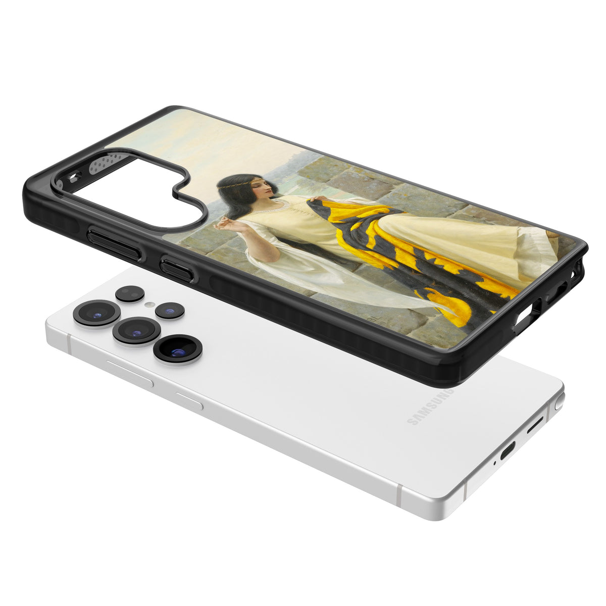 Stitching the Standard Samsung S25 Ultra / Samsung S26 Ultra Impact Black Phone Case angled