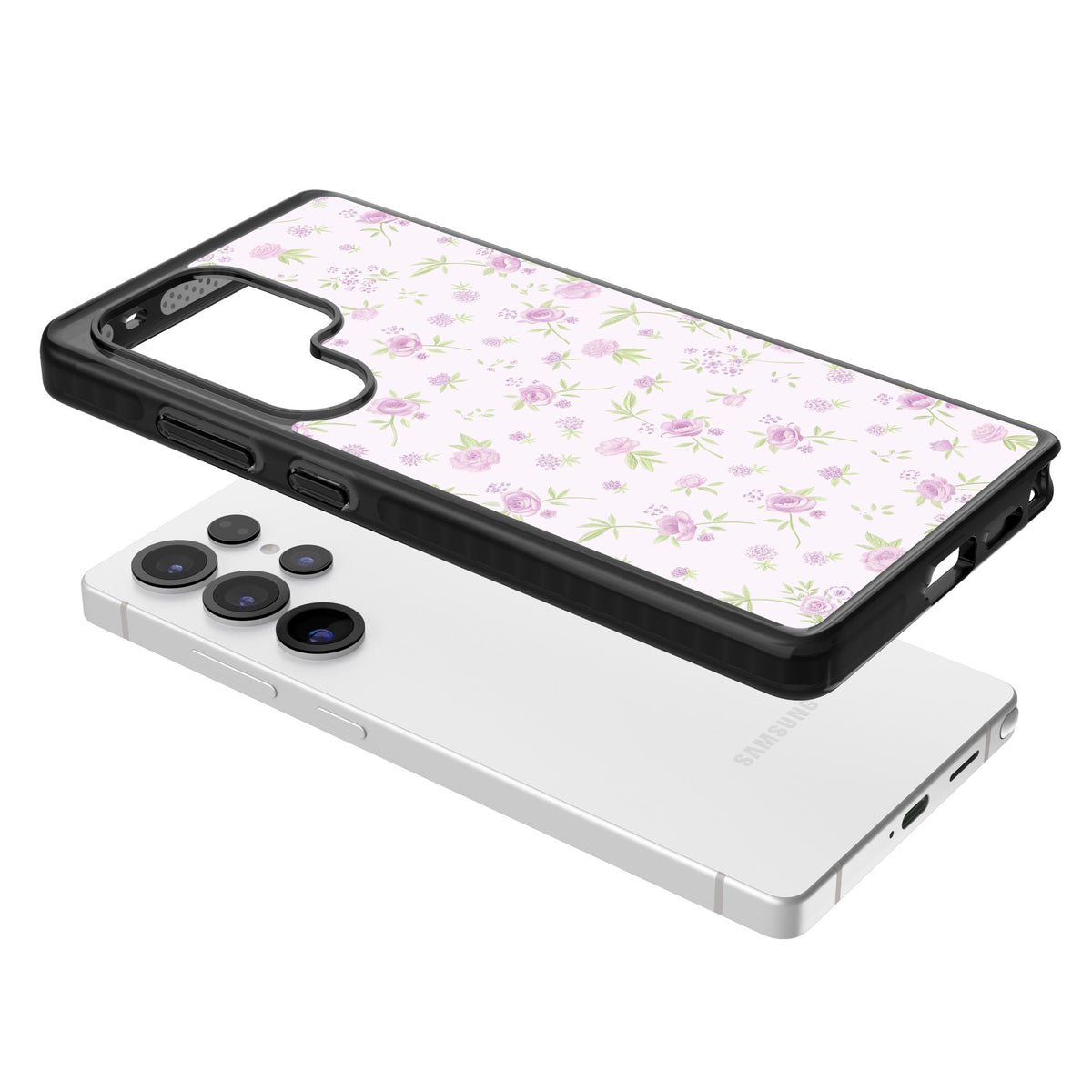 Pink Peonies Samsung S25 Ultra / Samsung S26 Ultra Impact Black Phone Case angled