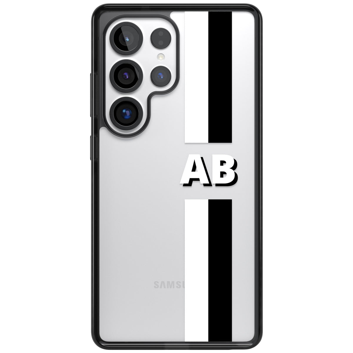 Personalised Bold Two Stripe Name Samsung S25 Ultra / Samsung S26 Ultra Impact Black Phone Case front
