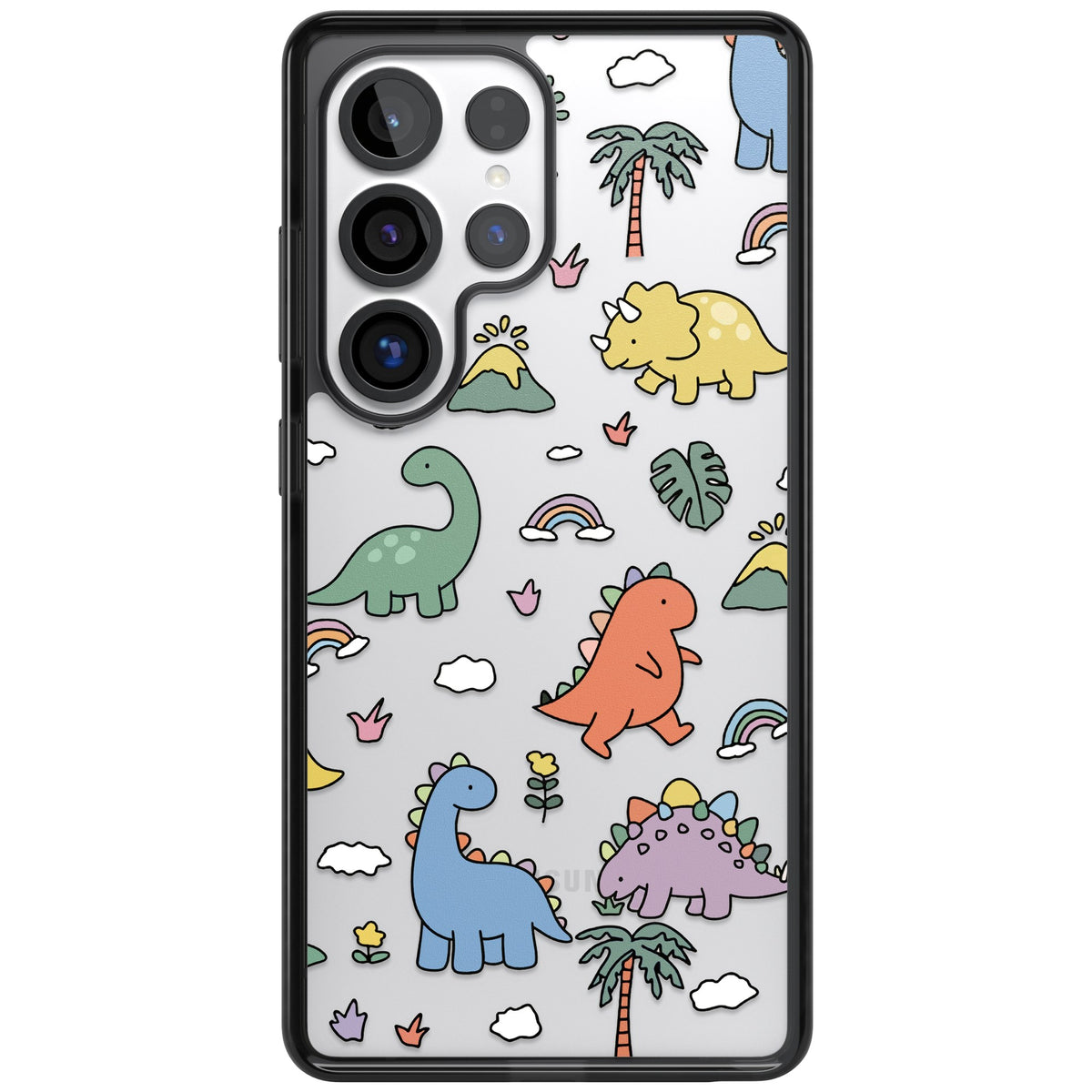 Cute Dino Pattern Samsung S25 Ultra / Samsung S26 Ultra Impact Black Phone Case front