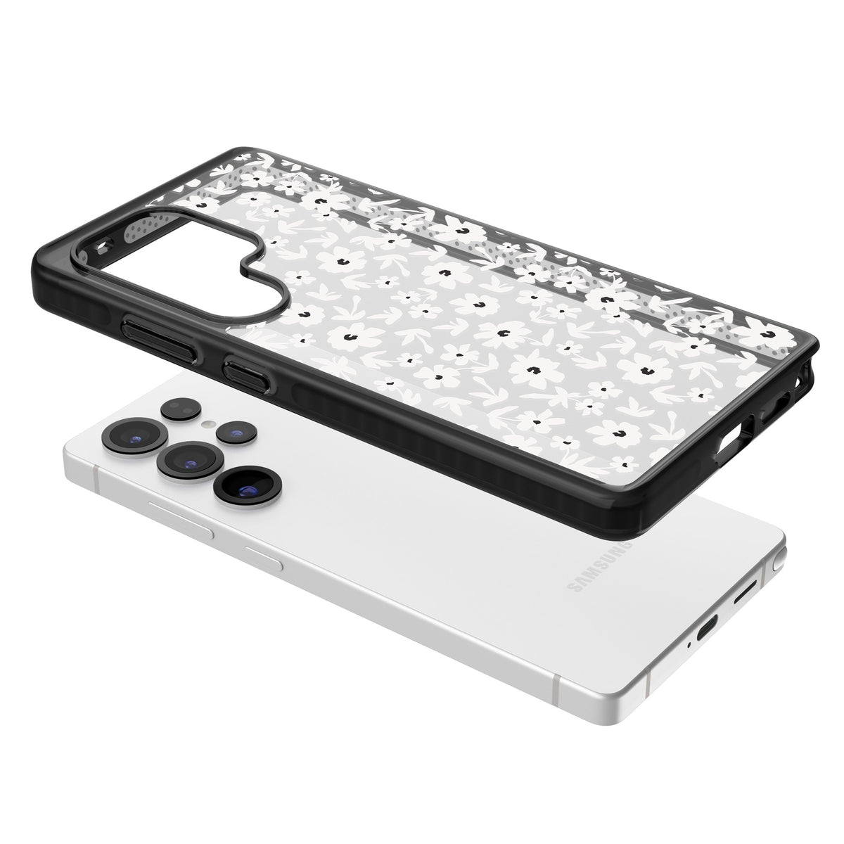 Snow Petals Samsung S25 Ultra / Samsung S26 Ultra Impact Black Phone Case angled