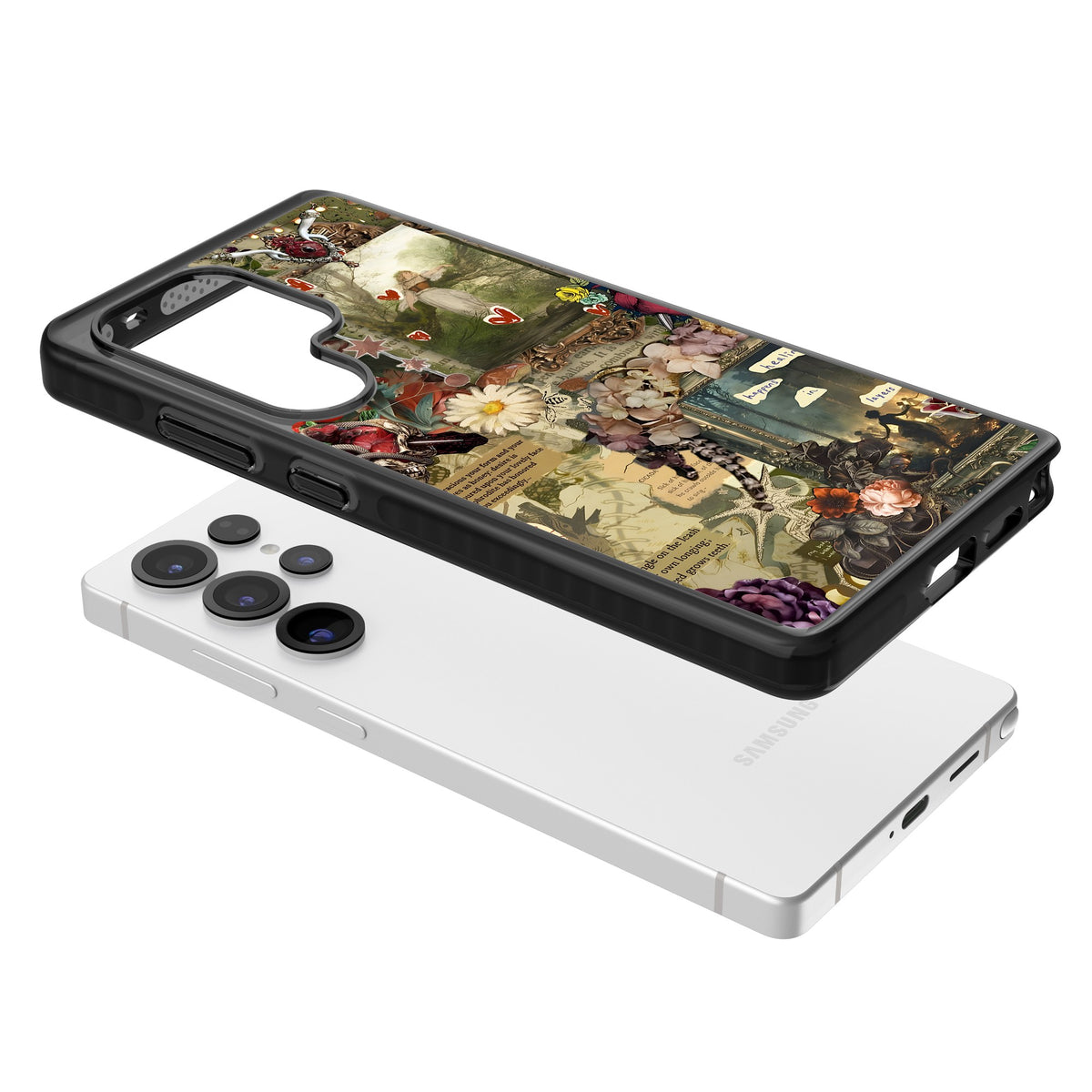 Textbook Romance Collage Samsung S25 Ultra / Samsung S26 Ultra Impact Black Phone Case angled