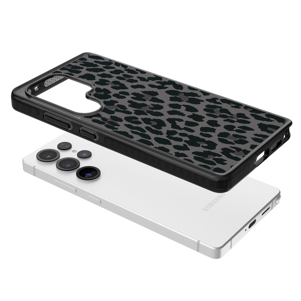 Dark Leopard Print Samsung S25 Ultra / Samsung S26 Ultra Impact Black Phone Case angled
