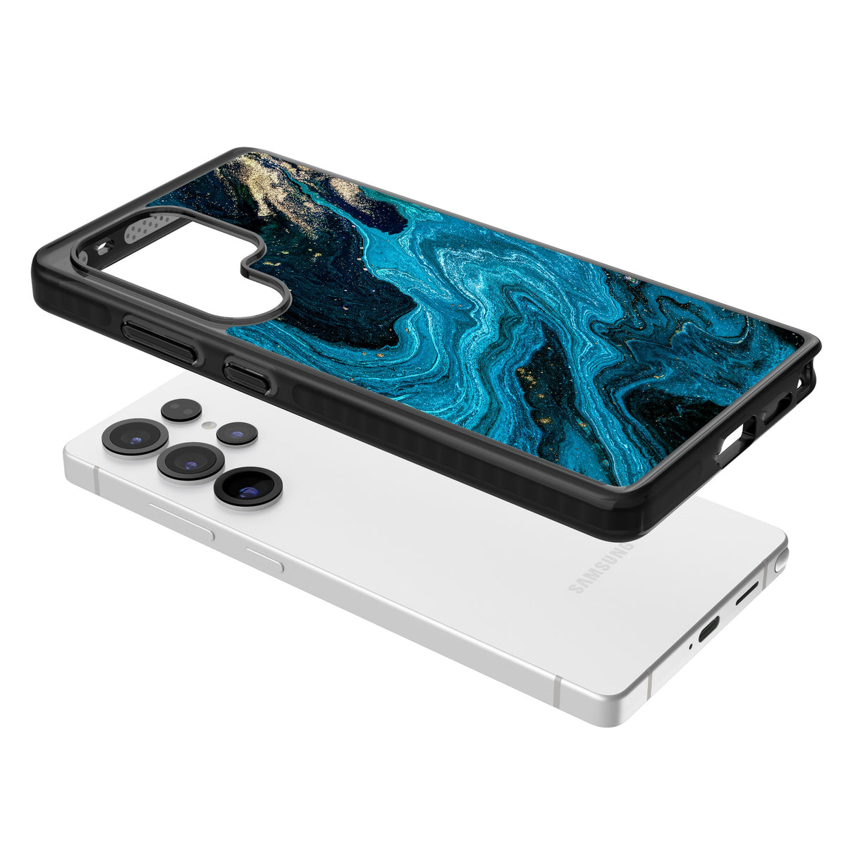 Saphire Lagoon Samsung S25 Ultra / Samsung S26 Ultra Impact Black Phone Case angled