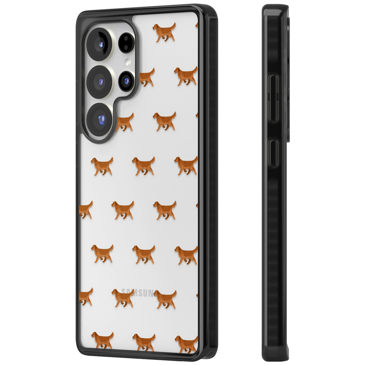 Golden Retriever Dog Pattern Clear Samsung S25 Ultra / Samsung S26 Ultra Impact Black Phone Case side