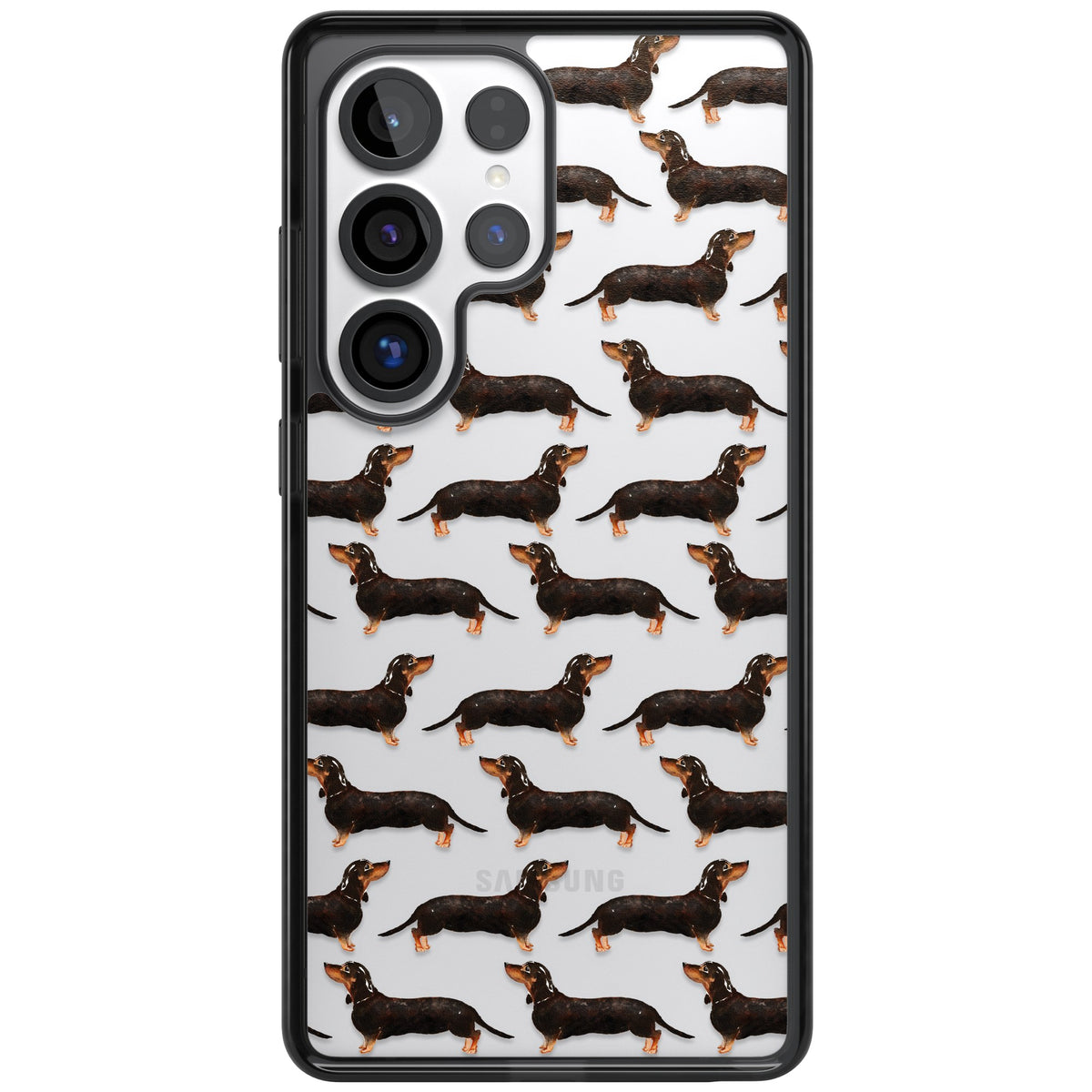 Dachshund Pattern Black Tan Samsung S25 Ultra / Samsung S26 Ultra Impact Black Phone Case front