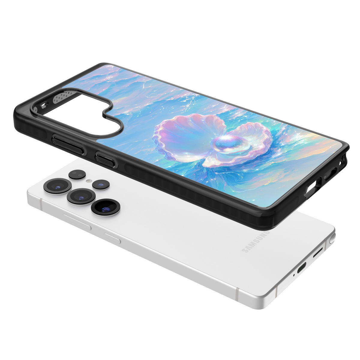 The Pearl Clam Samsung S25 Ultra / Samsung S26 Ultra Impact Black Phone Case angled