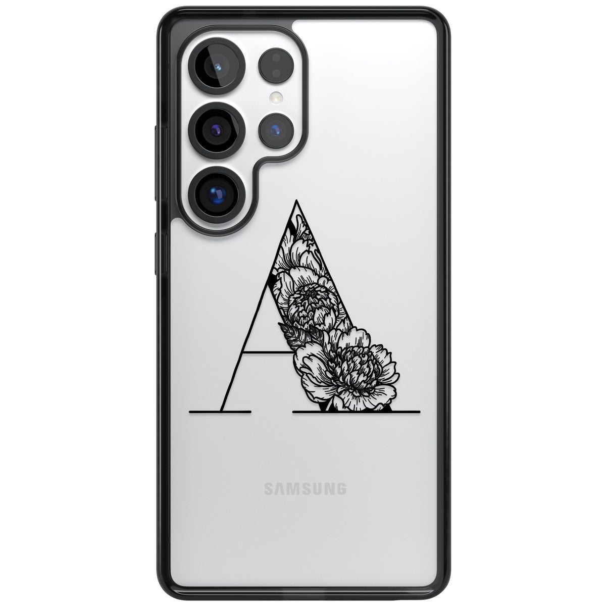 Personalised Floral Monogram Samsung S25 Ultra / Samsung S26 Ultra Impact Black Phone Case front