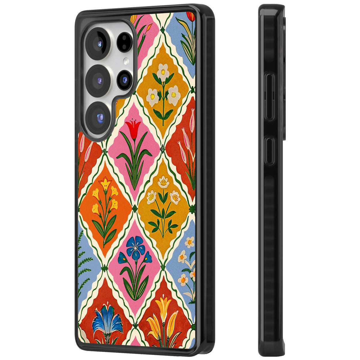 Floral Quilt Samsung S25 Ultra / Samsung S26 Ultra Impact Black Phone Case side