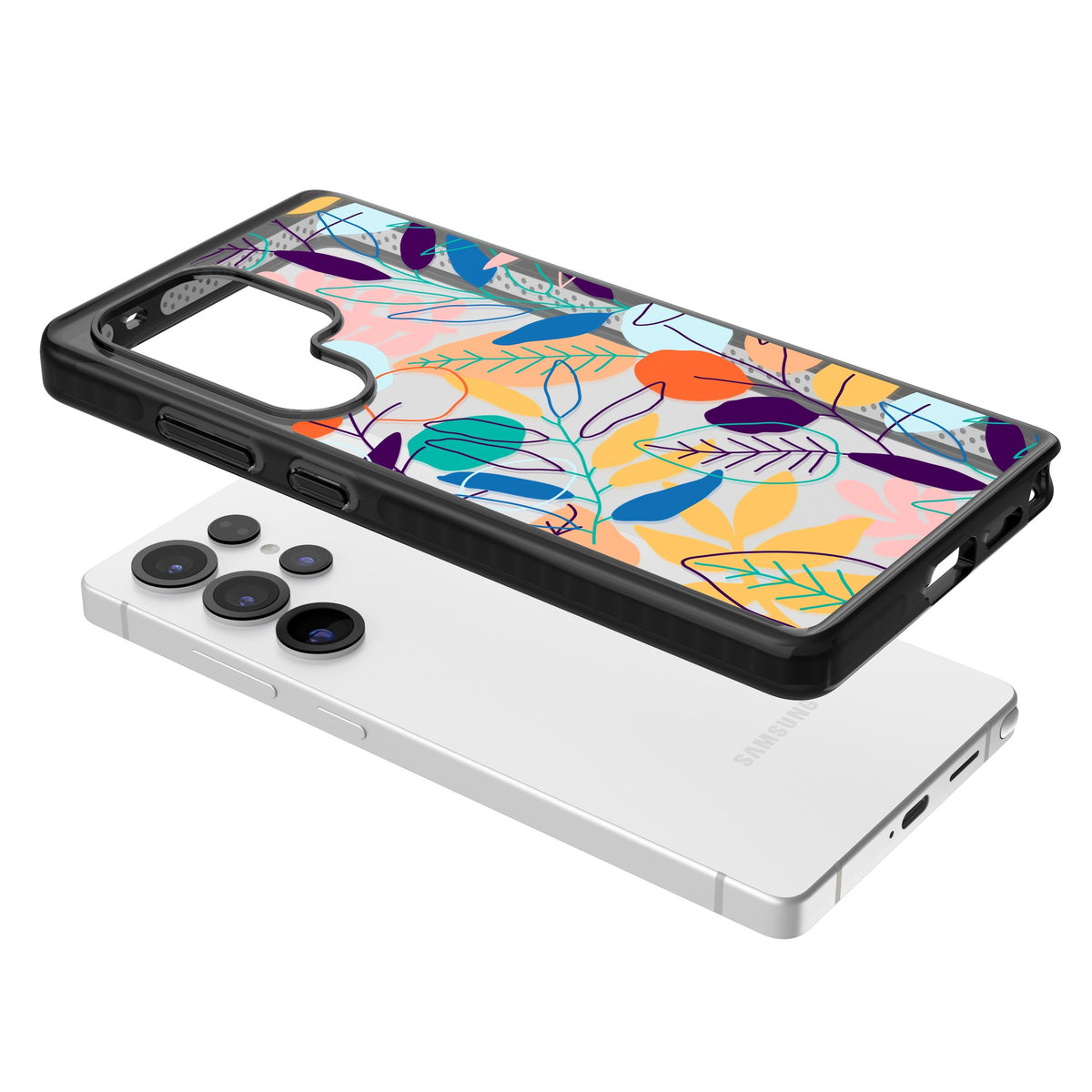 Flora Lines Samsung S25 Ultra / Samsung S26 Ultra Impact Black Phone Case angled