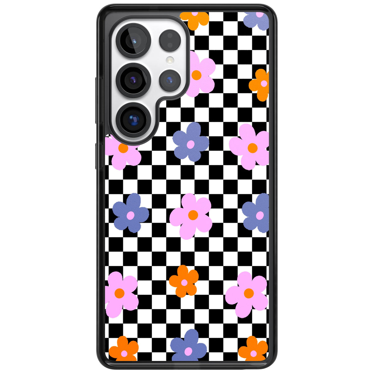 Checkered Blossom Samsung S25 Ultra / Samsung S26 Ultra Impact Black Phone Case front