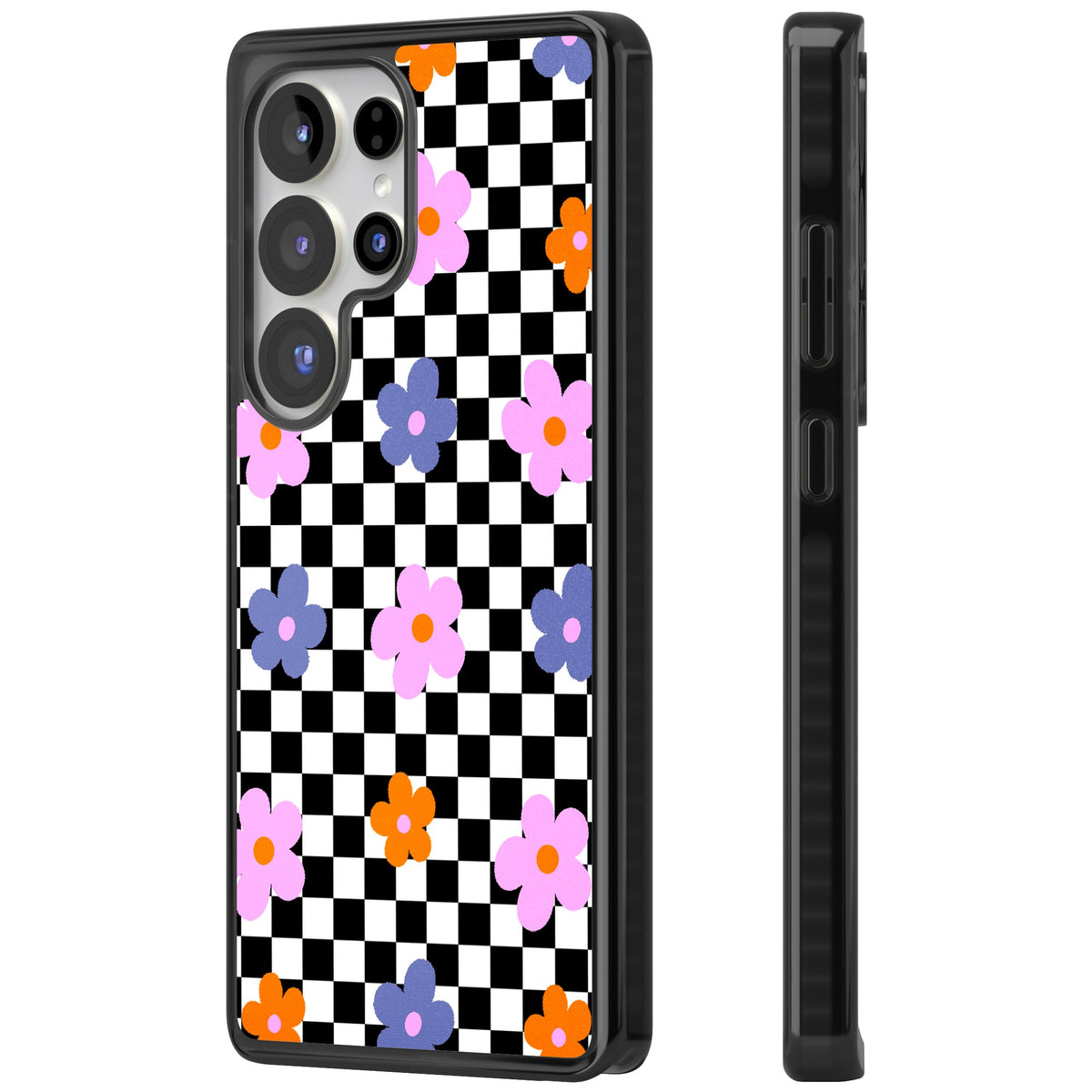 Checkered Blossom Samsung S25 Ultra / Samsung S26 Ultra Impact Black Phone Case side
