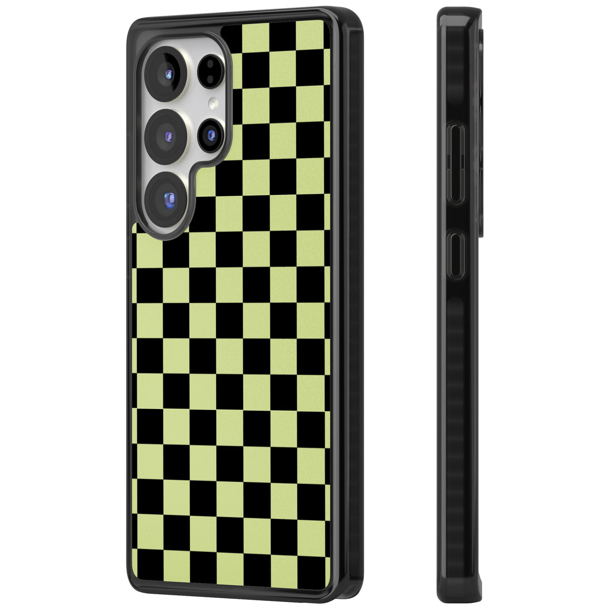 Black & Lime Check Samsung S25 Ultra / Samsung S26 Ultra Impact Black Phone Case side