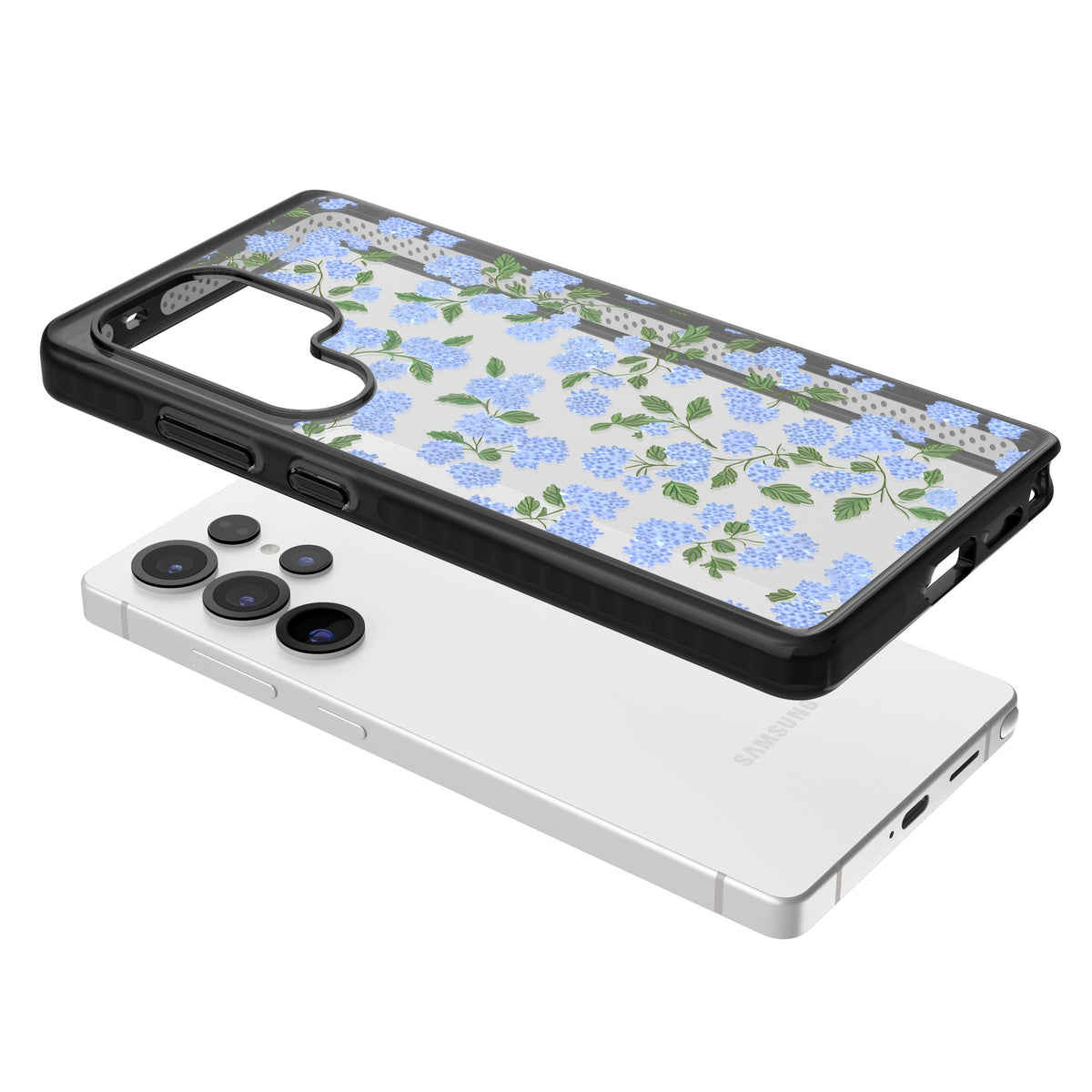 Hydrangea Dreams Samsung S25 Ultra / Samsung S26 Ultra Impact Black Phone Case angled