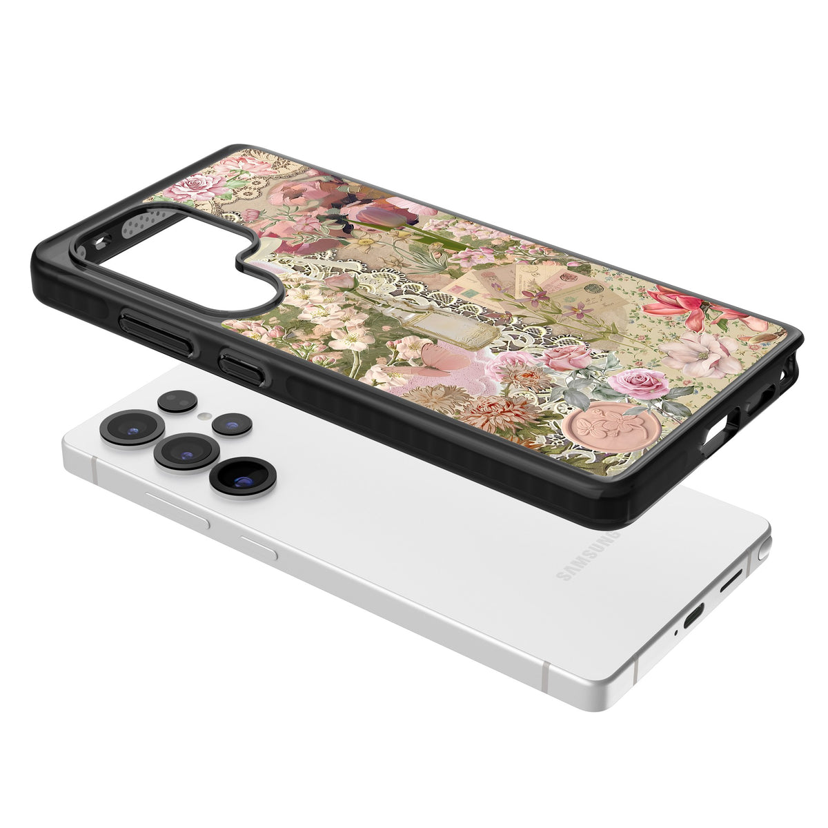 Rose Memoir Samsung S25 Ultra / Samsung S26 Ultra Impact Black Phone Case angled