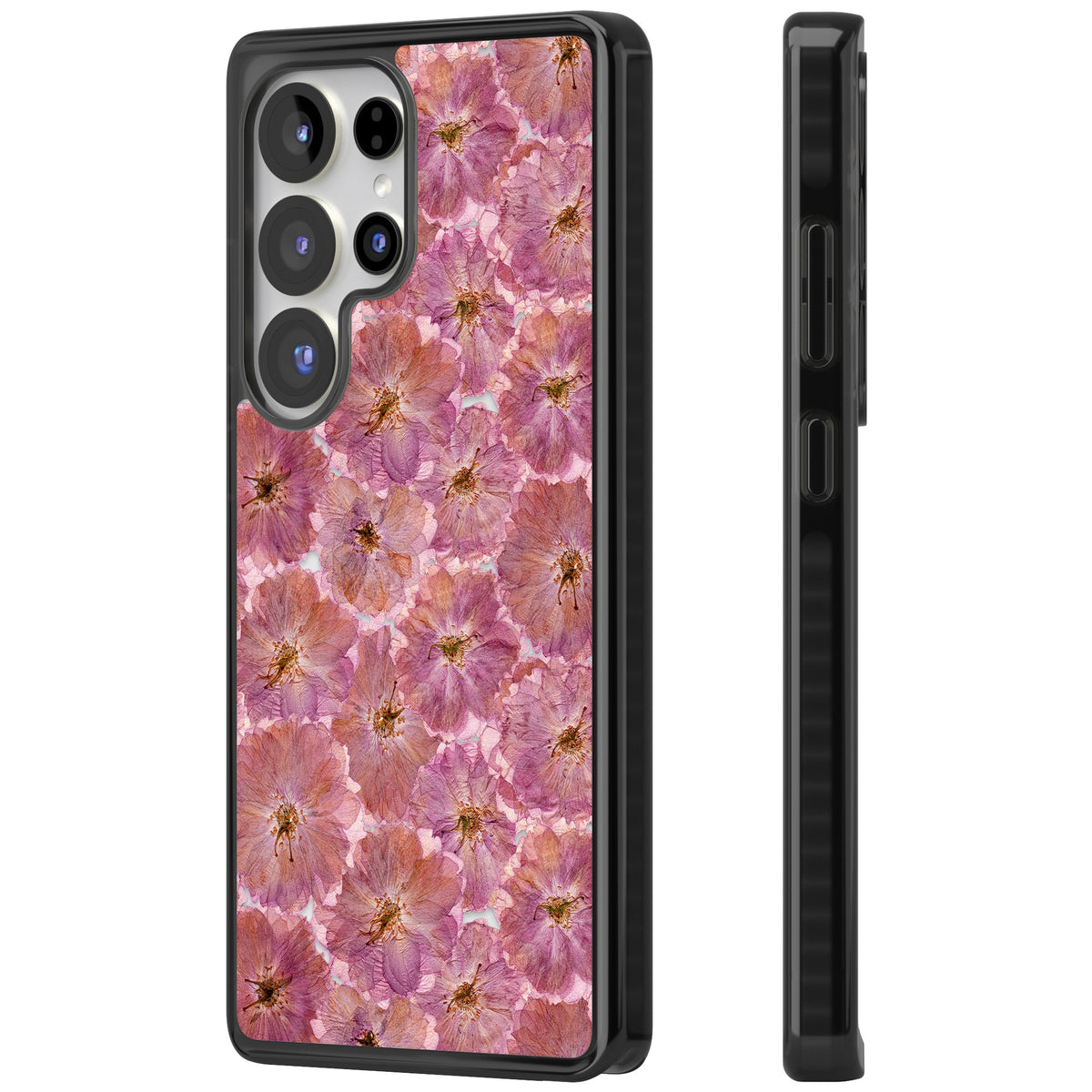 Large Pink Florals Samsung S25 Ultra / Samsung S26 Ultra Impact Black Phone Case side