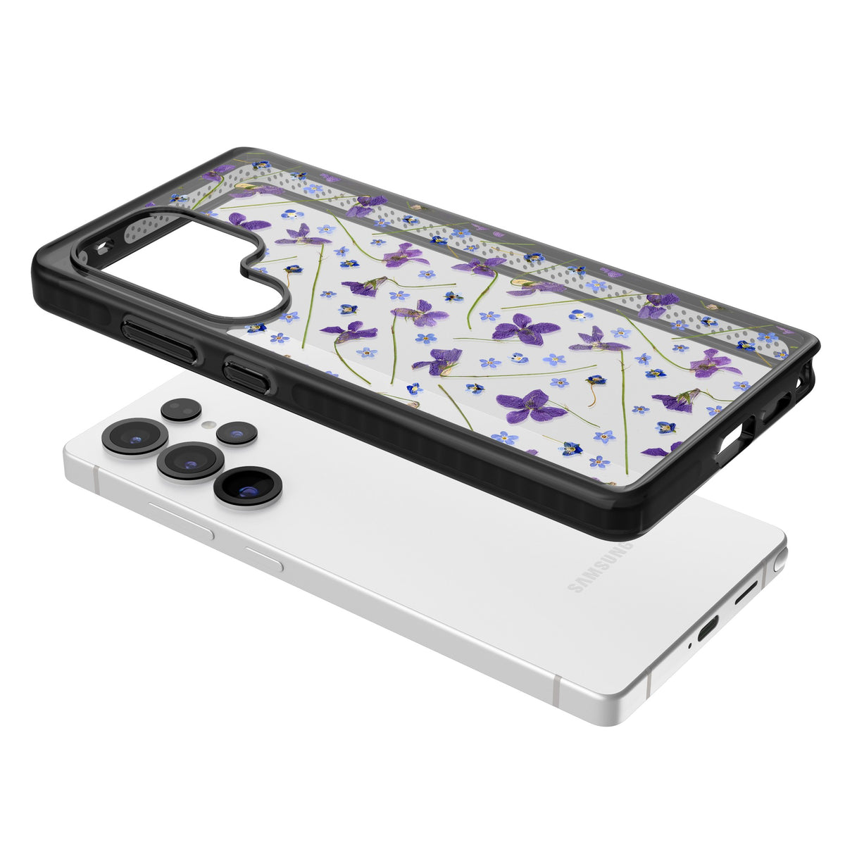 Pressed Violets Samsung S25 Ultra / Samsung S26 Ultra Impact Black Phone Case angled
