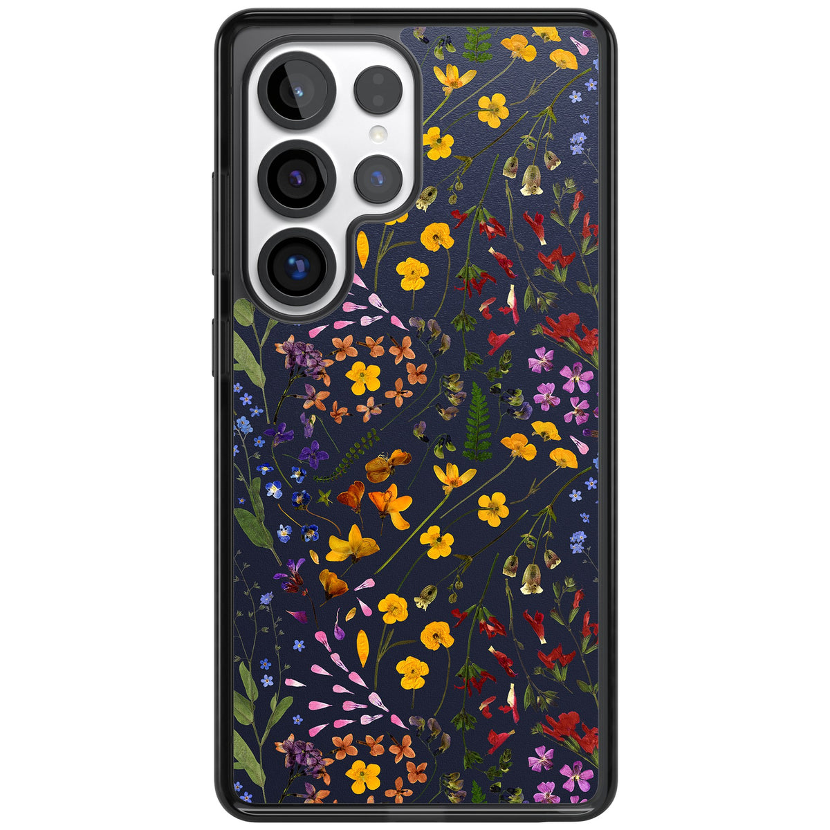 Wildflowers & Leaves In Navy Samsung S25 Ultra / Samsung S26 Ultra Impact Black Phone Case front