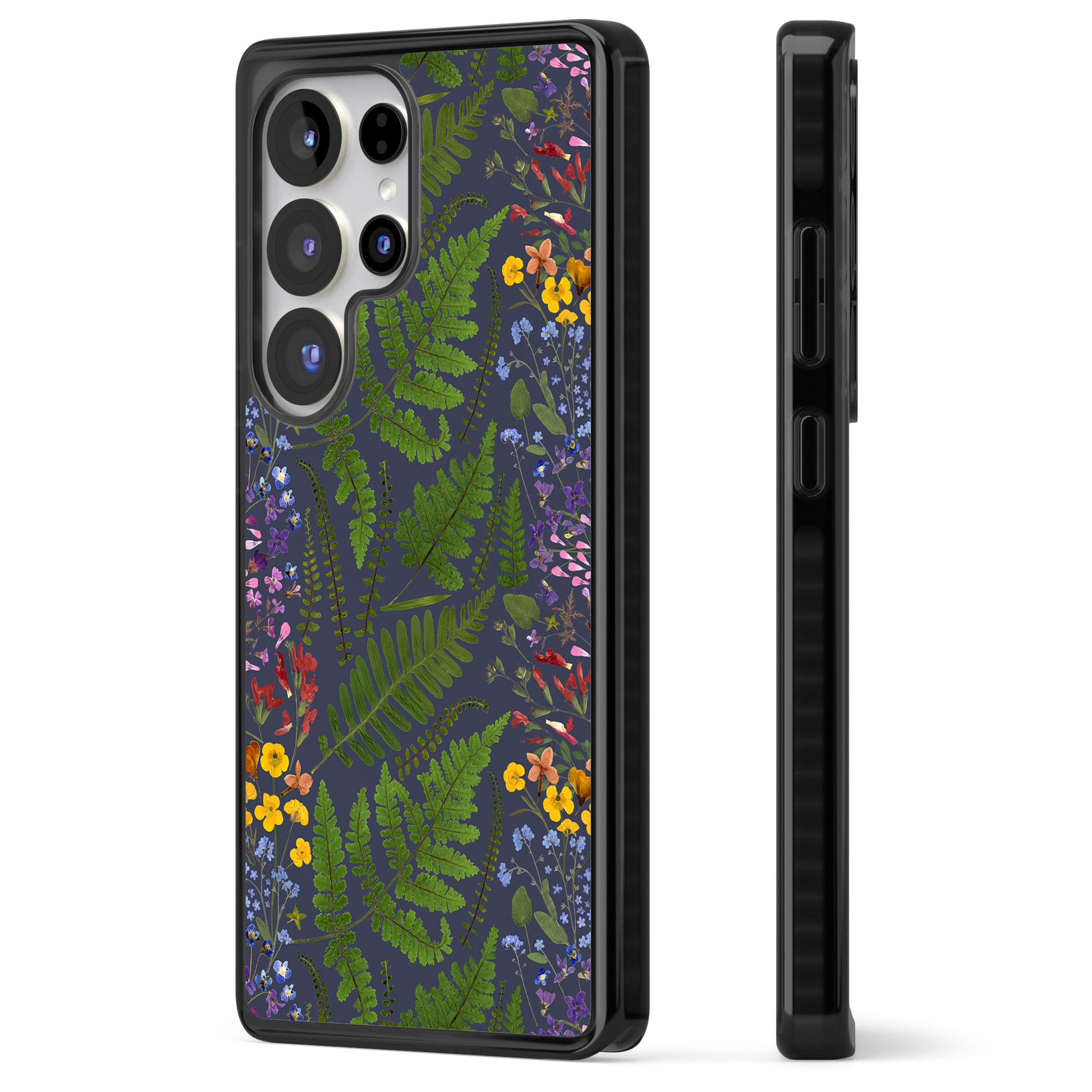 Busy Floral And Fern Design Navy