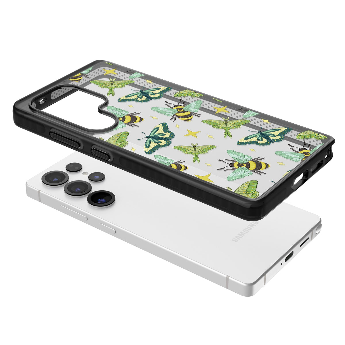 Bees and Moths Samsung S25 Ultra / Samsung S26 Ultra Impact Black Phone Case angled
