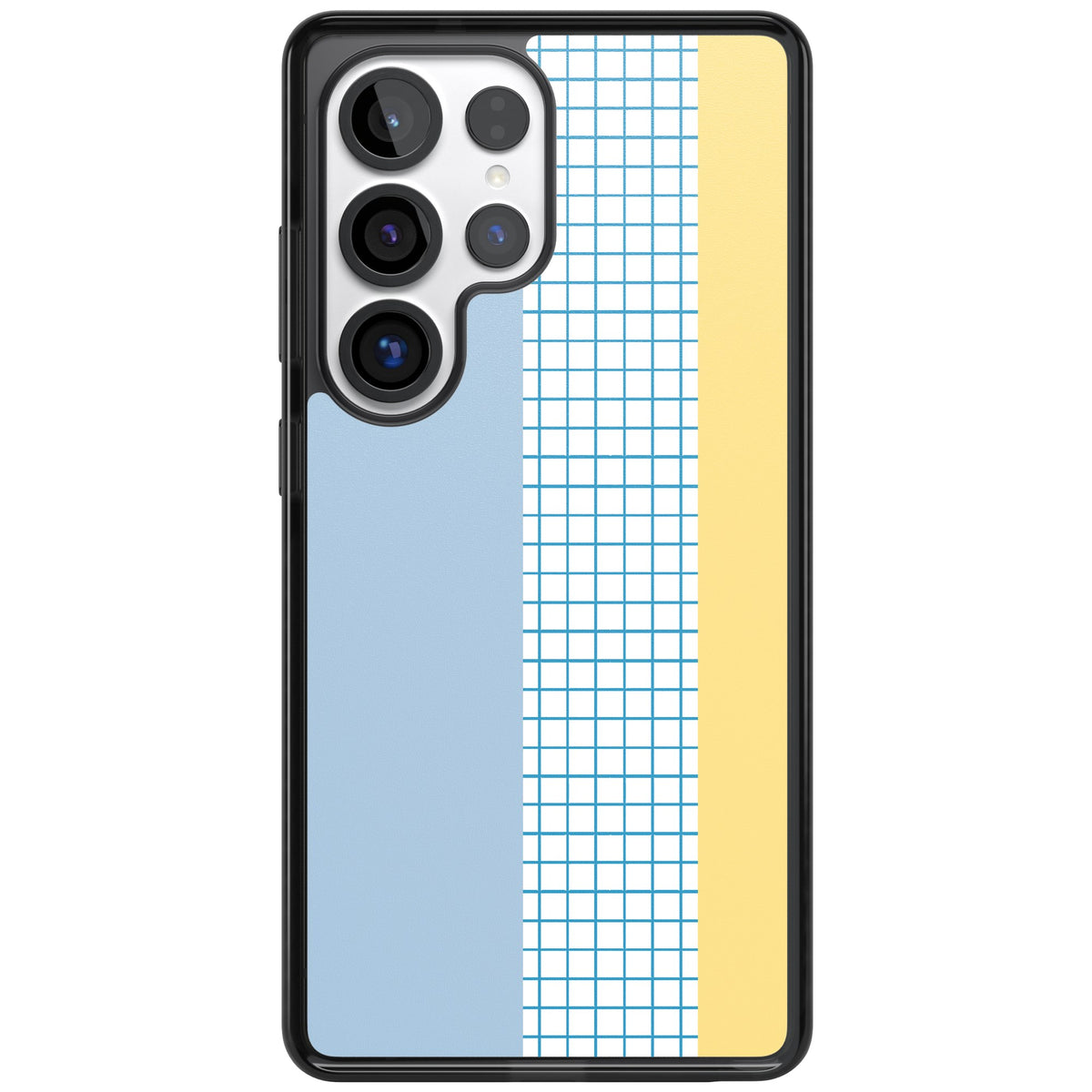 Abstract Grid Blue & Yellow Samsung S25 Ultra / Samsung S26 Ultra Impact Black Phone Case front