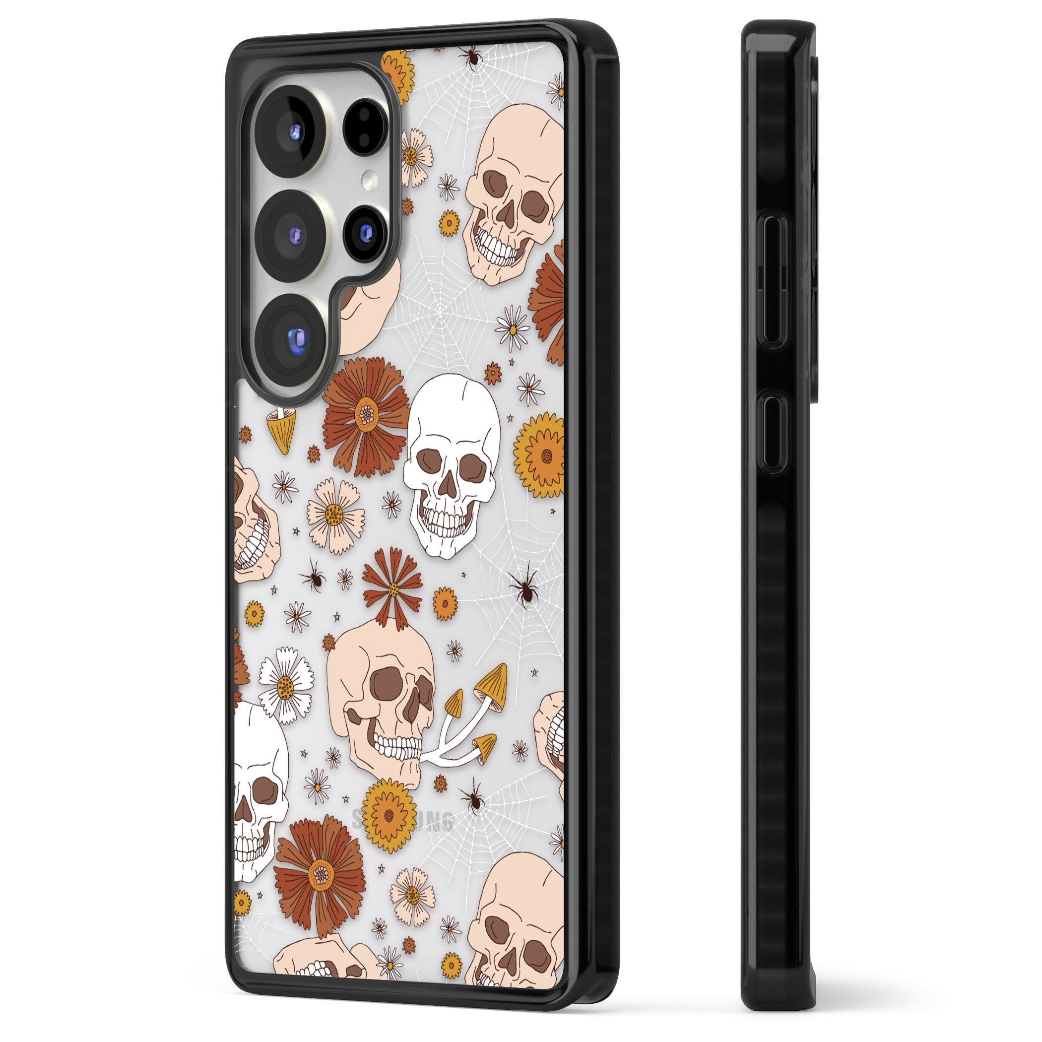 Halloween Skulls And Flowers