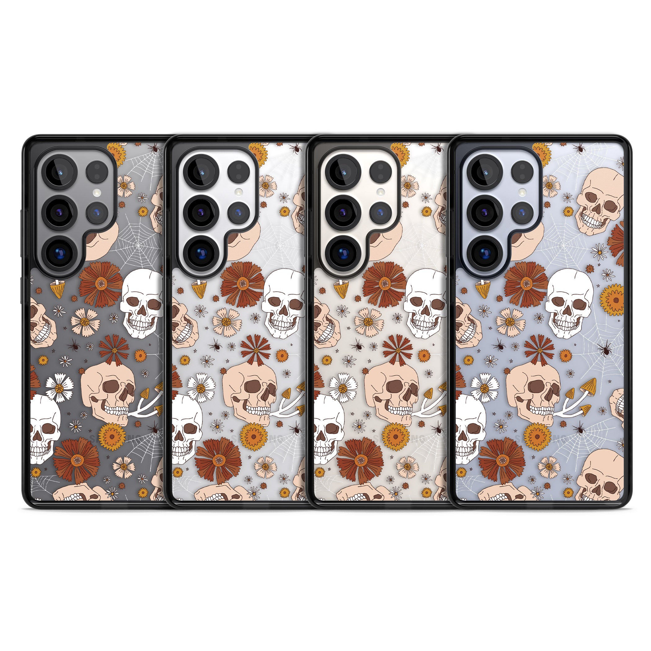 Halloween Skulls And Flowers